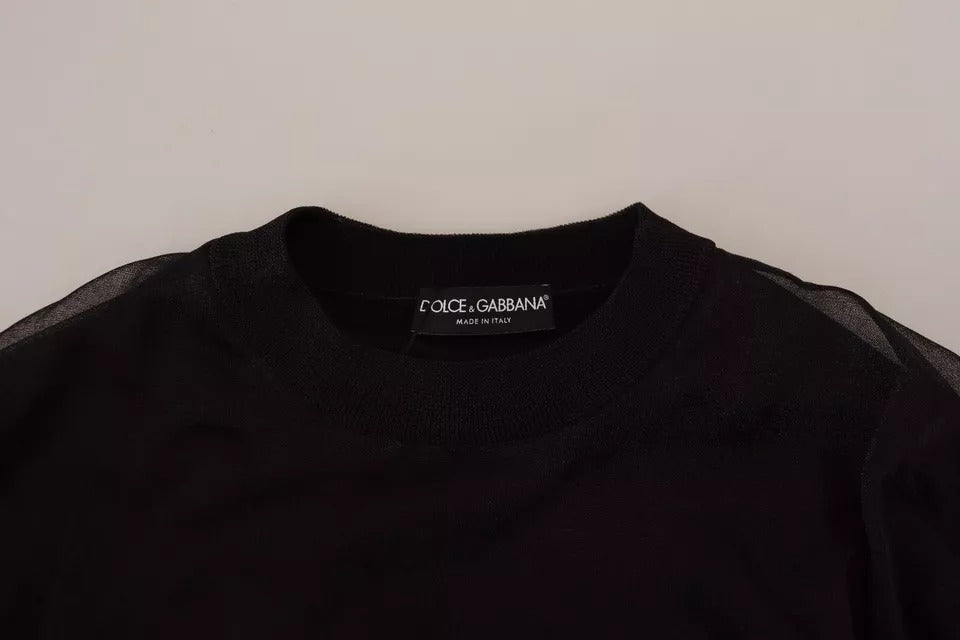 Dolce & Gabbana Schwarzer Polyester Logo Herren Pullover Sweater