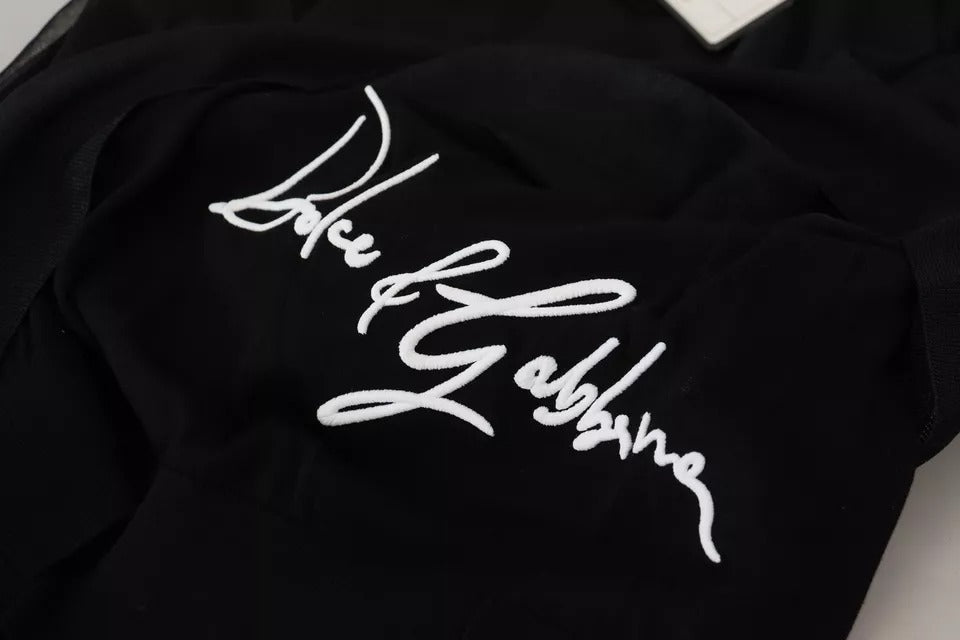 Dolce & Gabbana Schwarzer Polyester Logo Herren Pullover Sweater
