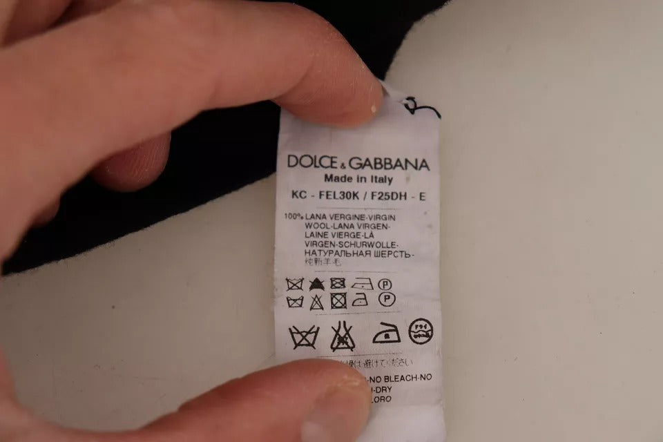 Dolce & Gabbana Schwarzer Wollstrick-Cardigan mit Knopfleiste