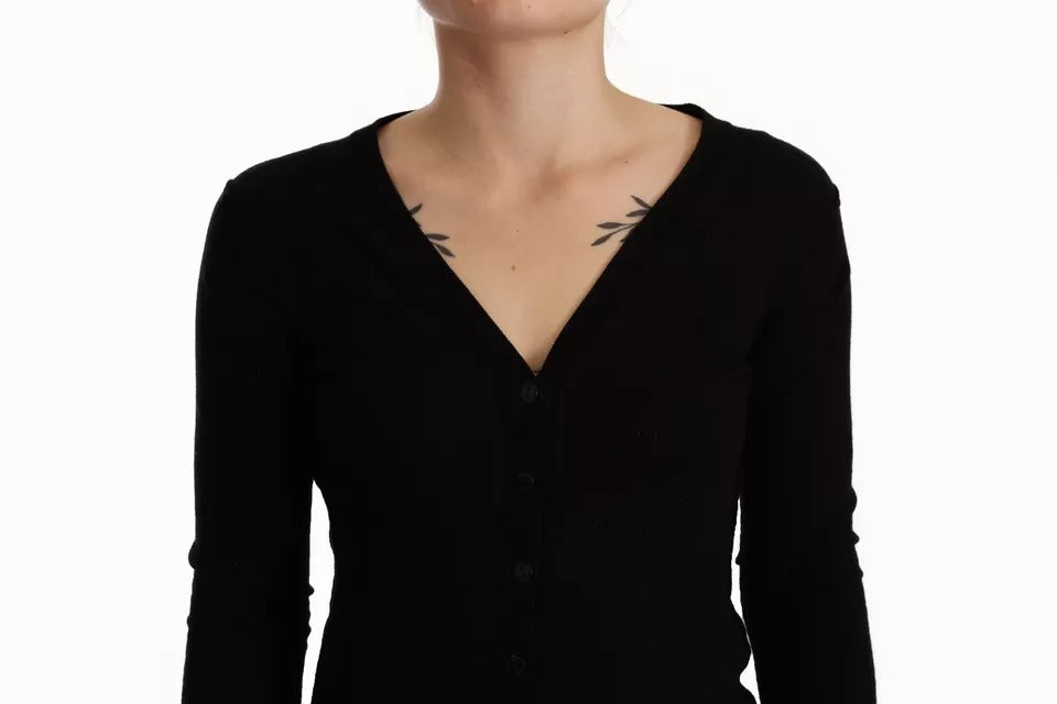 Dolce & Gabbana Schwarzer Wollstrick-Cardigan mit Knopfleiste
