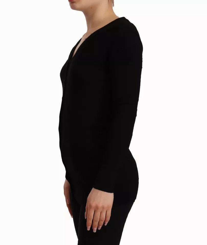 Dolce & Gabbana Schwarzer Wollstrick-Cardigan mit Knopfleiste