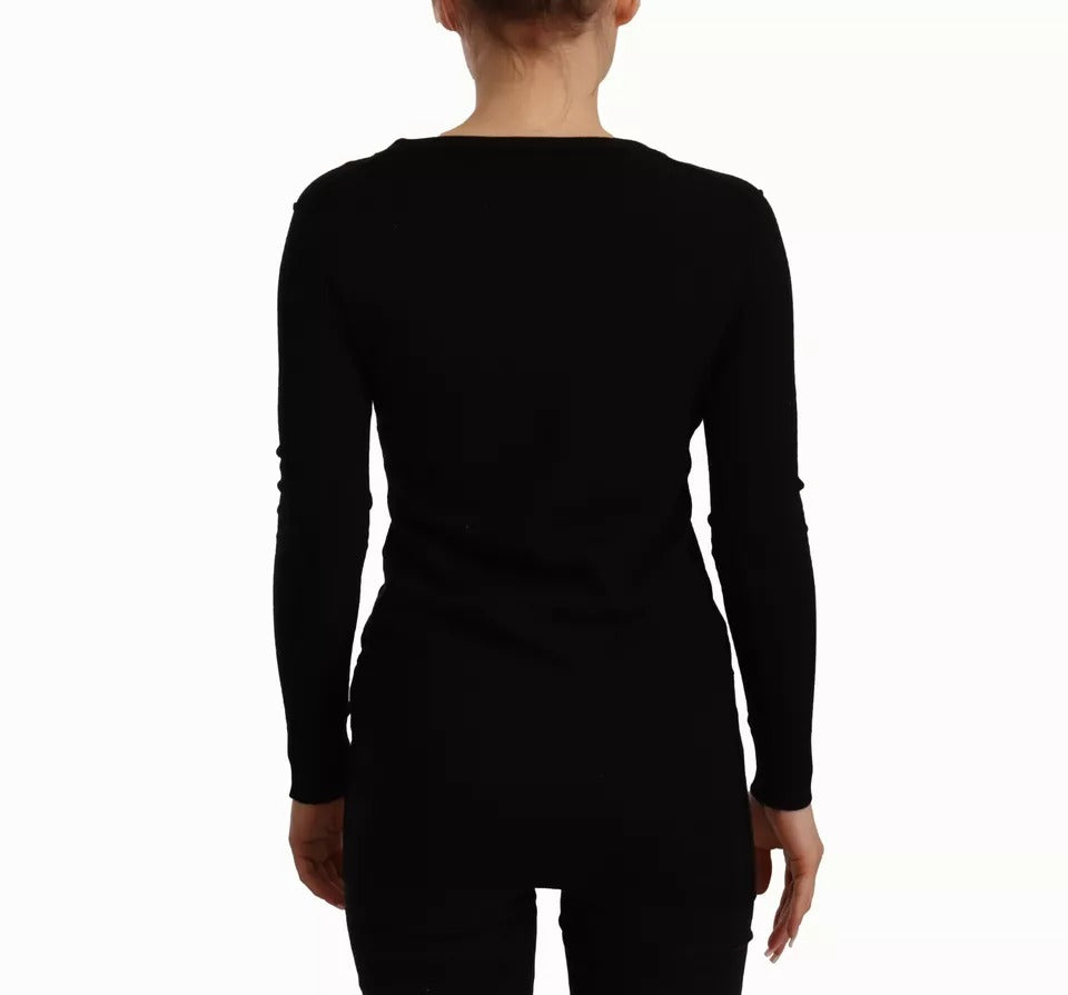 Dolce & Gabbana Schwarzer Wollstrick-Cardigan mit Knopfleiste