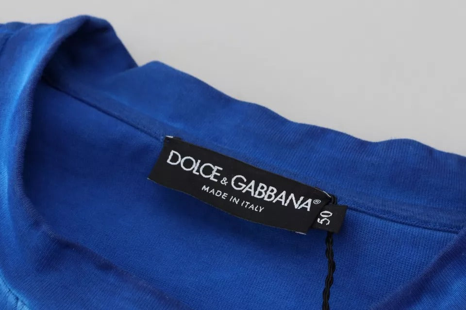 Dolce & Gabbana Blauer DGWAY Pullover aus Baumwolle mit Rundhalsausschnitt