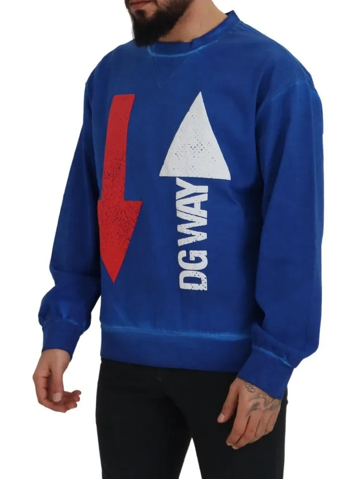 Dolce & Gabbana Blauer DGWAY Pullover aus Baumwolle mit Rundhalsausschnitt
