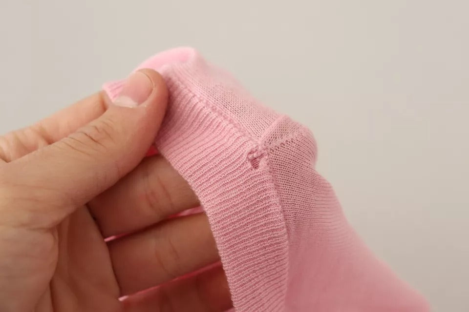 Dolce & Gabbana Rosa V-Ausschnitt Damen Pullover Kaschmirpullover