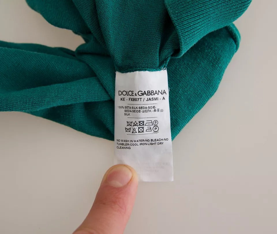 Dolce & Gabbana Dunkelgrüner Rollkragenpullover mit Cropped Pullover