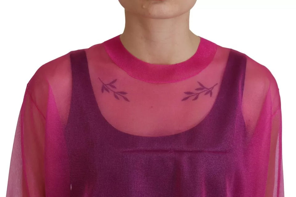 Dolce & Gabbana Fuchsia Polyester Pullover mit Rundhalsausschnitt