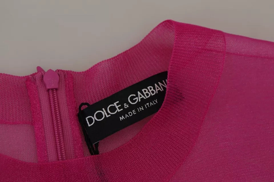 Dolce & Gabbana Fuchsia Polyester Pullover mit Rundhalsausschnitt