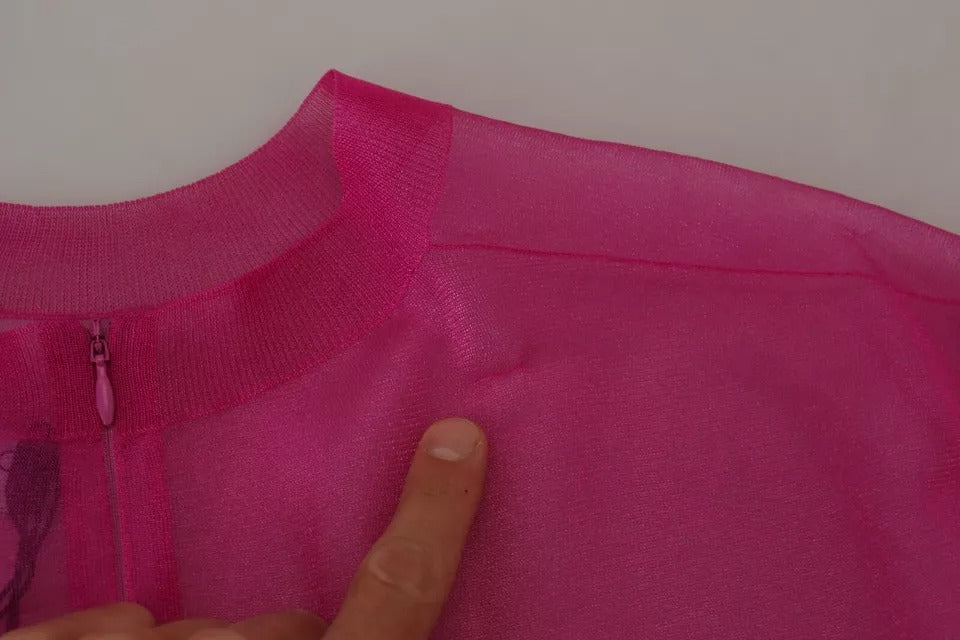 Dolce & Gabbana Fuchsia Polyester Pullover mit Rundhalsausschnitt
