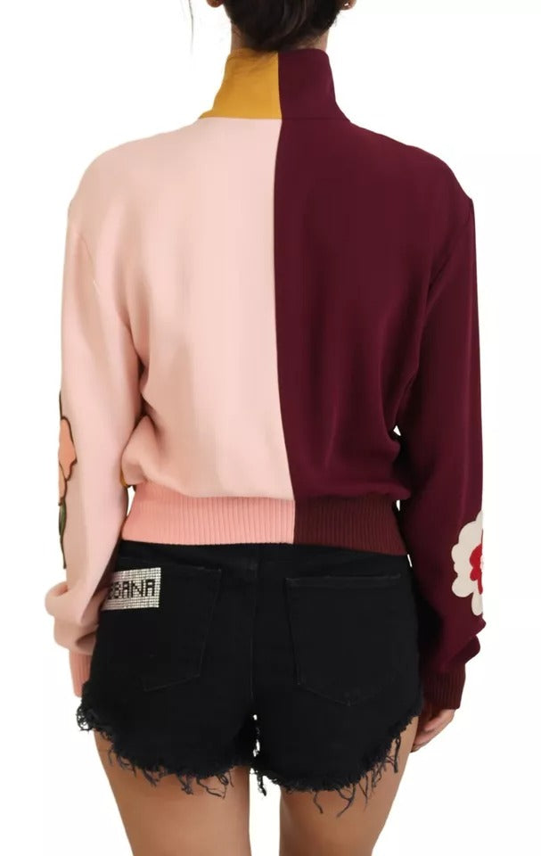 Dolce & Gabbana Multicolor Floral Viscose Full Zip Pullover