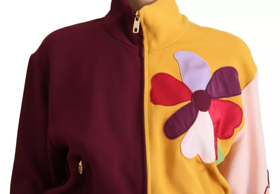 Dolce & Gabbana Multicolor Floral Viscose Full Zip Pullover