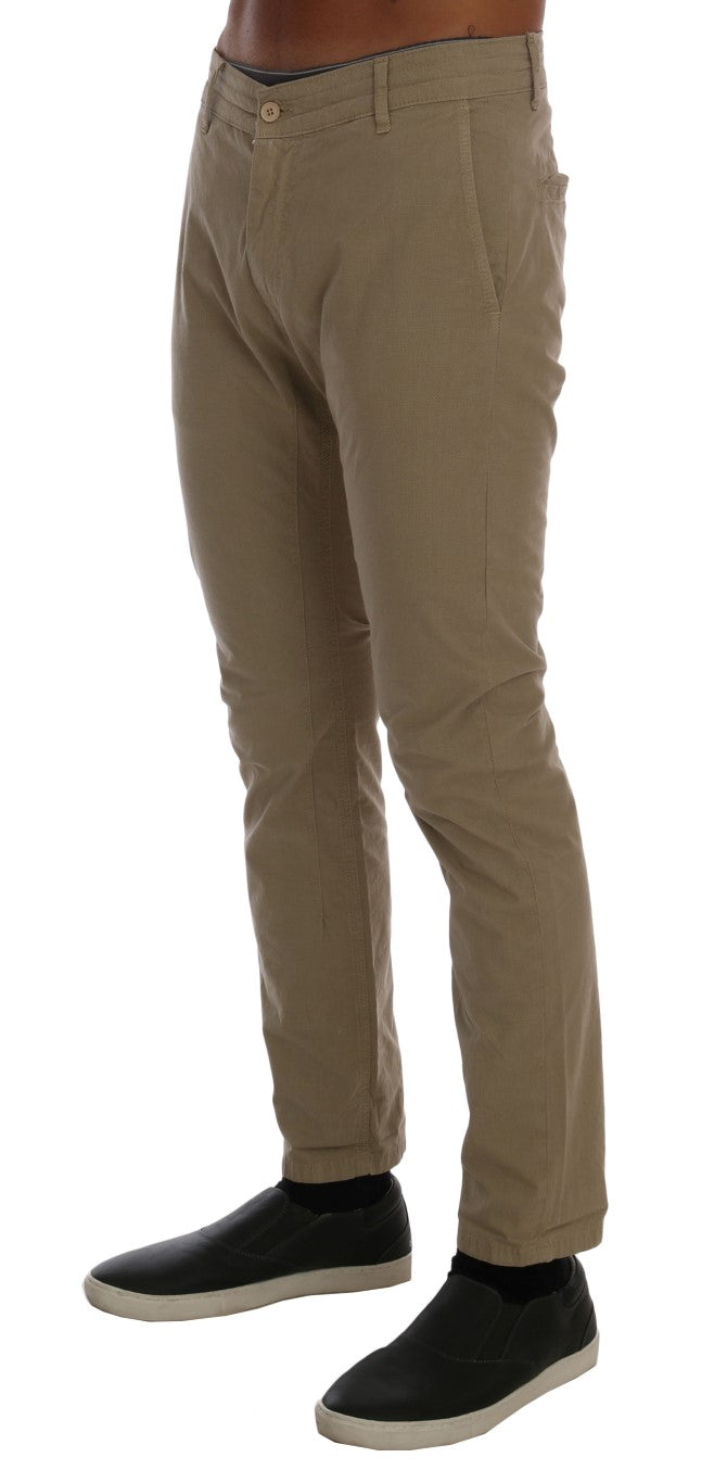 Daniele Alessandrini Beige Baumwolle Stretch Slim Fit Chinos