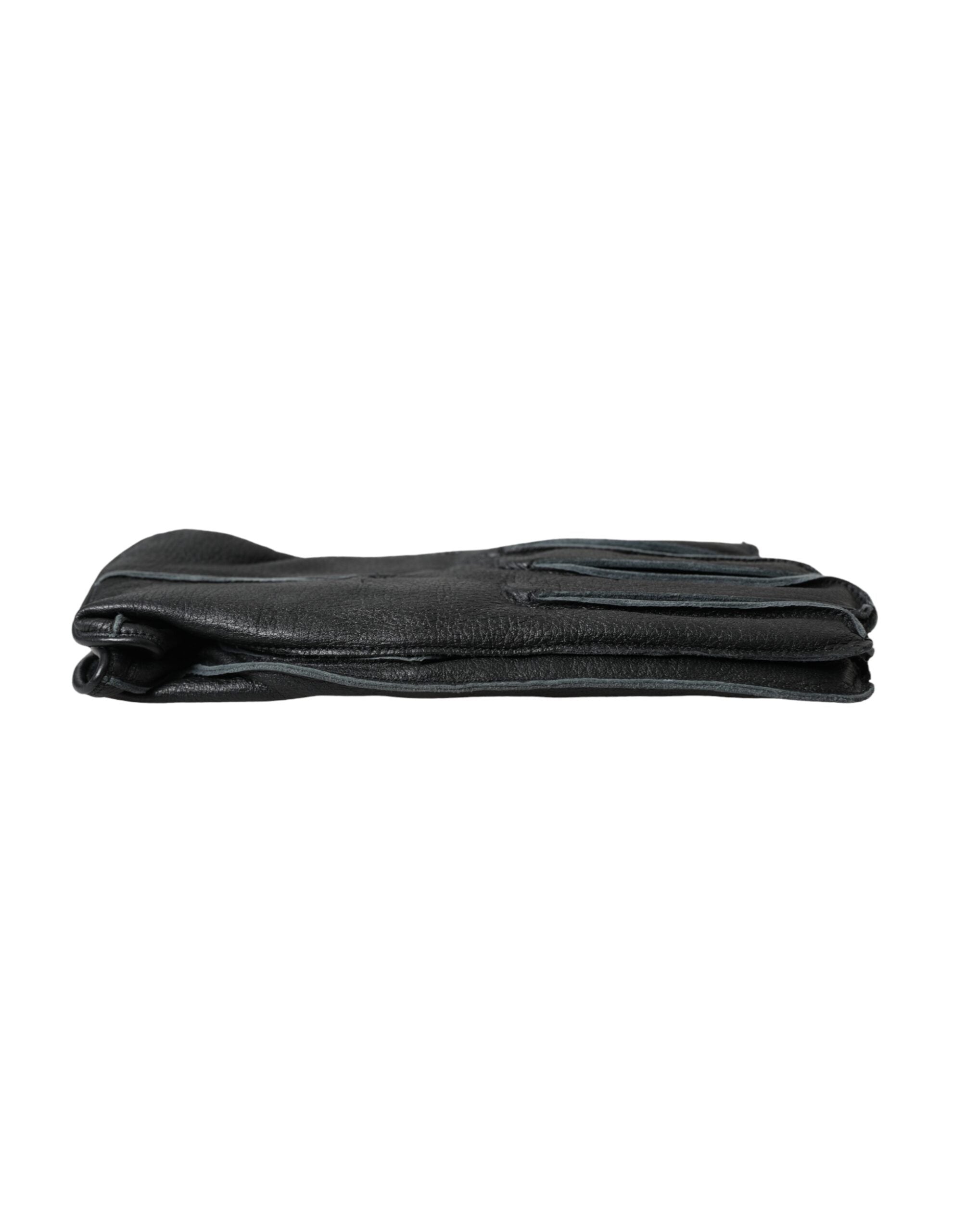 Dolce & Gabbana Schwarze Handschuhe aus Hirschleder in Handgelenklänge