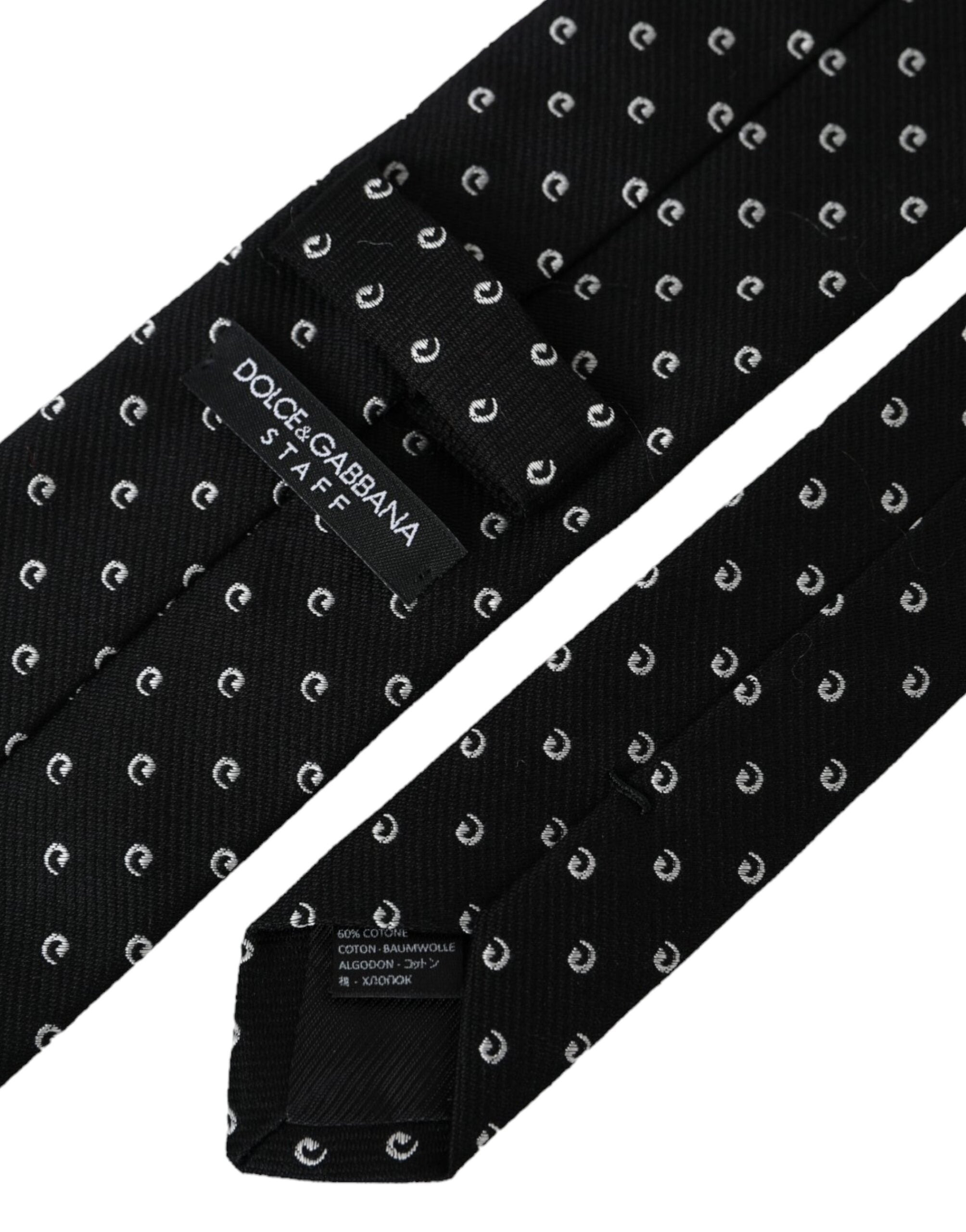 Dolce & Gabbana Verstellbare Krawatte mit schwarzem Logo aus Baumwollmischung