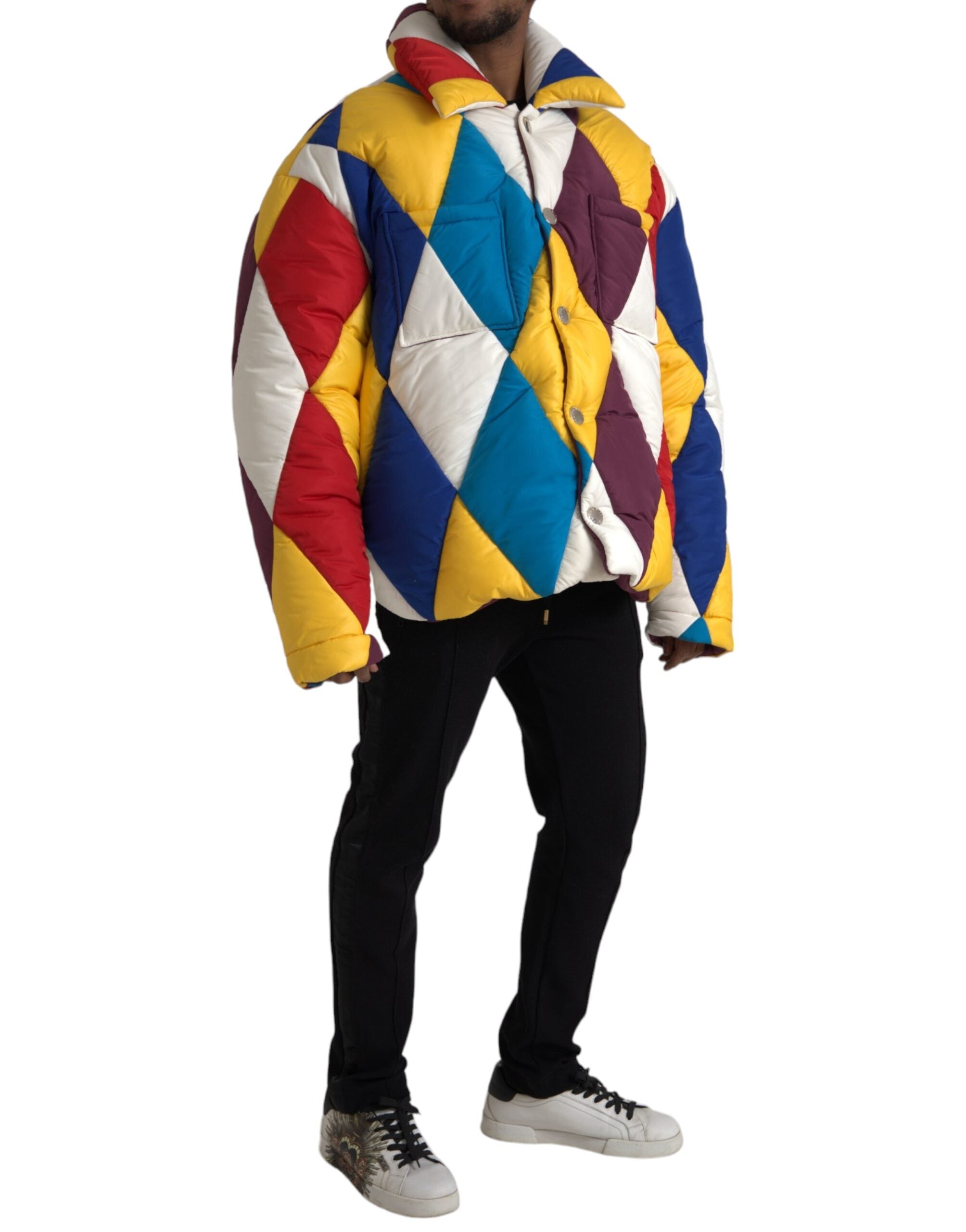 Dolce & Gabbana Multicolor Windbreaker Pufferjacke Männer