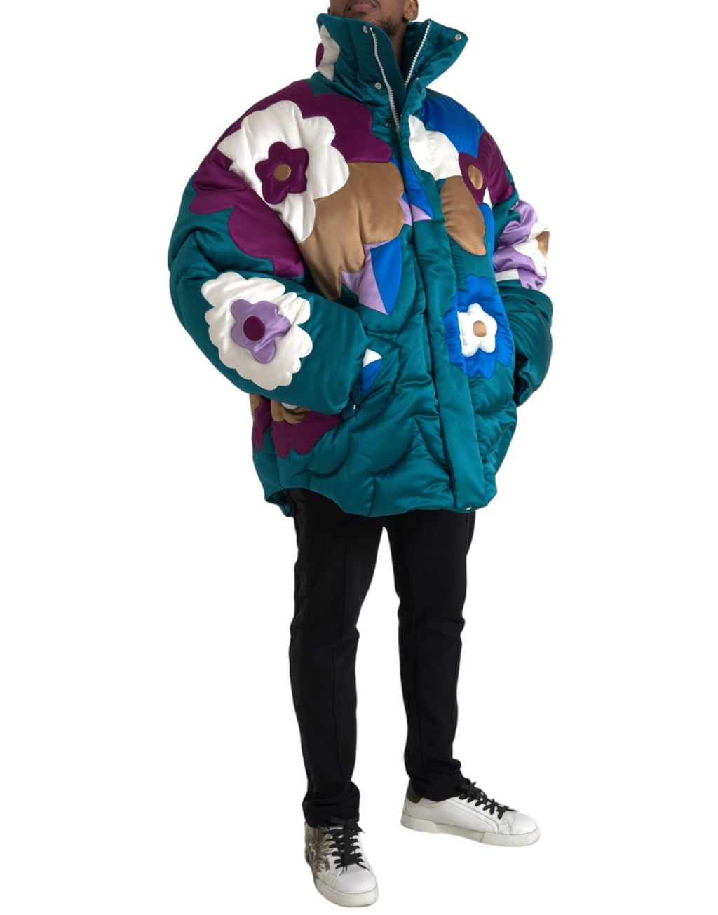 Dolce & Gabbana Multicolor Floral Windbreaker Pufferjacke