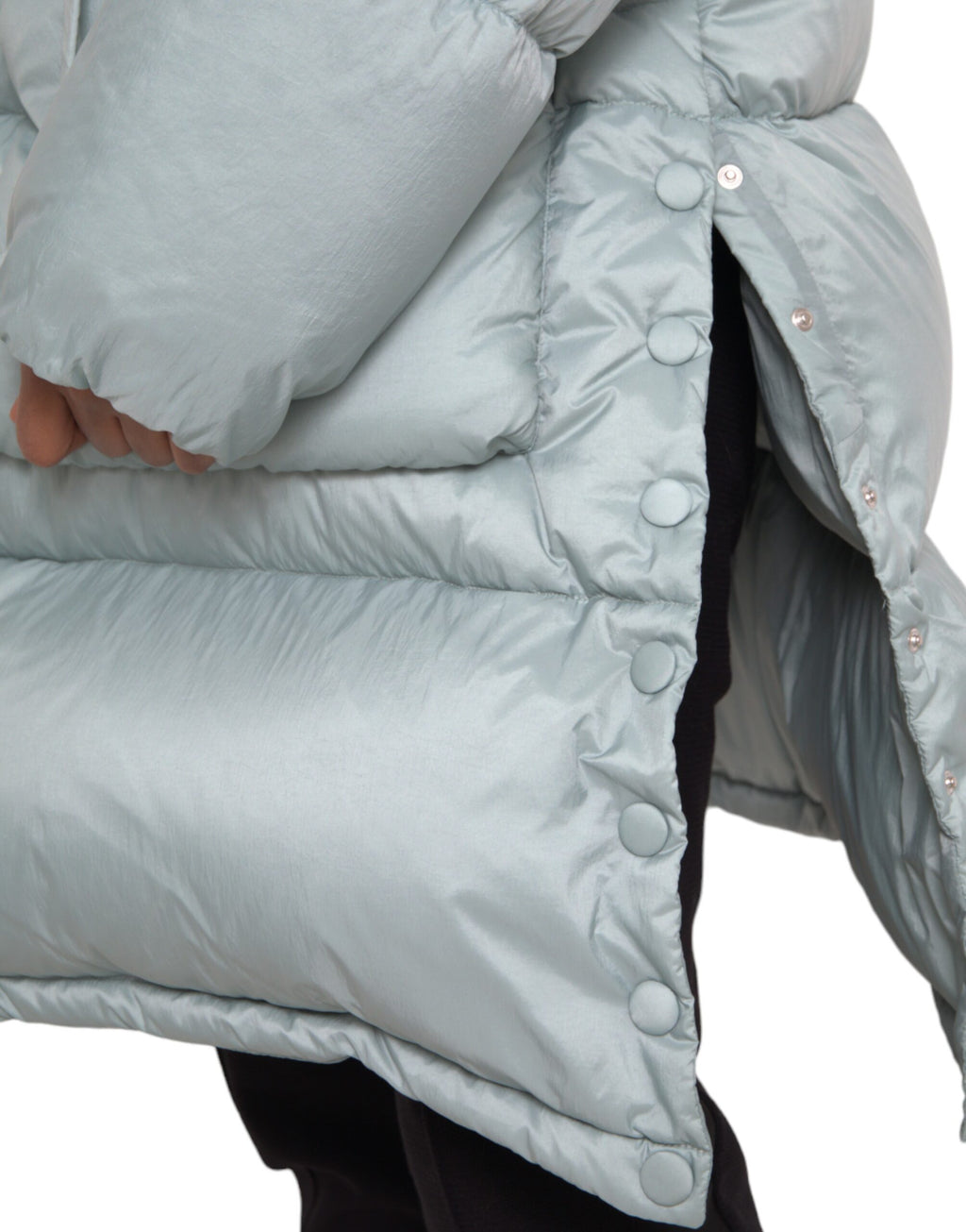 Dolce & Gabbana Hellblaue gesteppte Kapuzen-Pufferjacke Männer