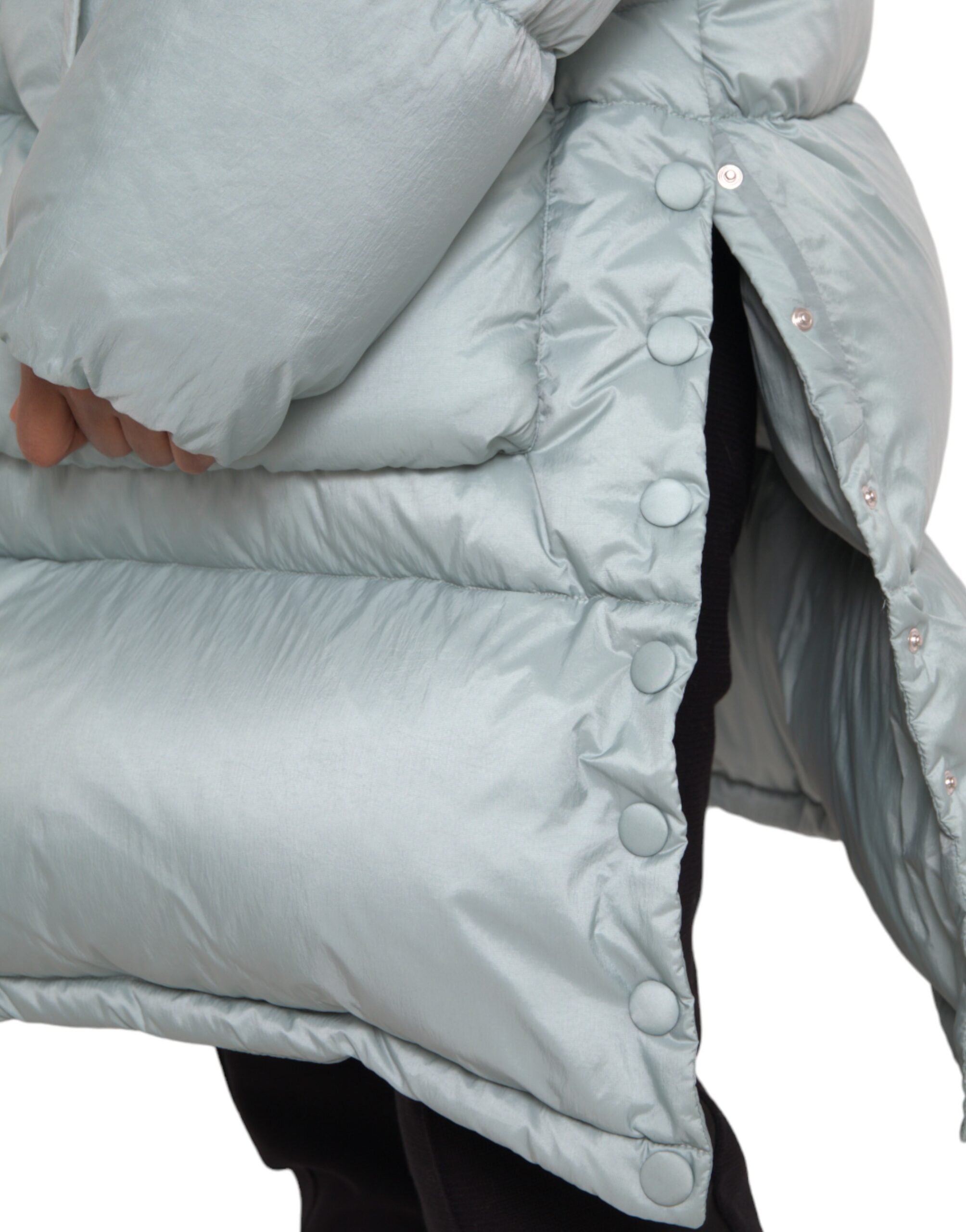 Dolce & Gabbana Hellblaue gesteppte Kapuzen-Pufferjacke Männer