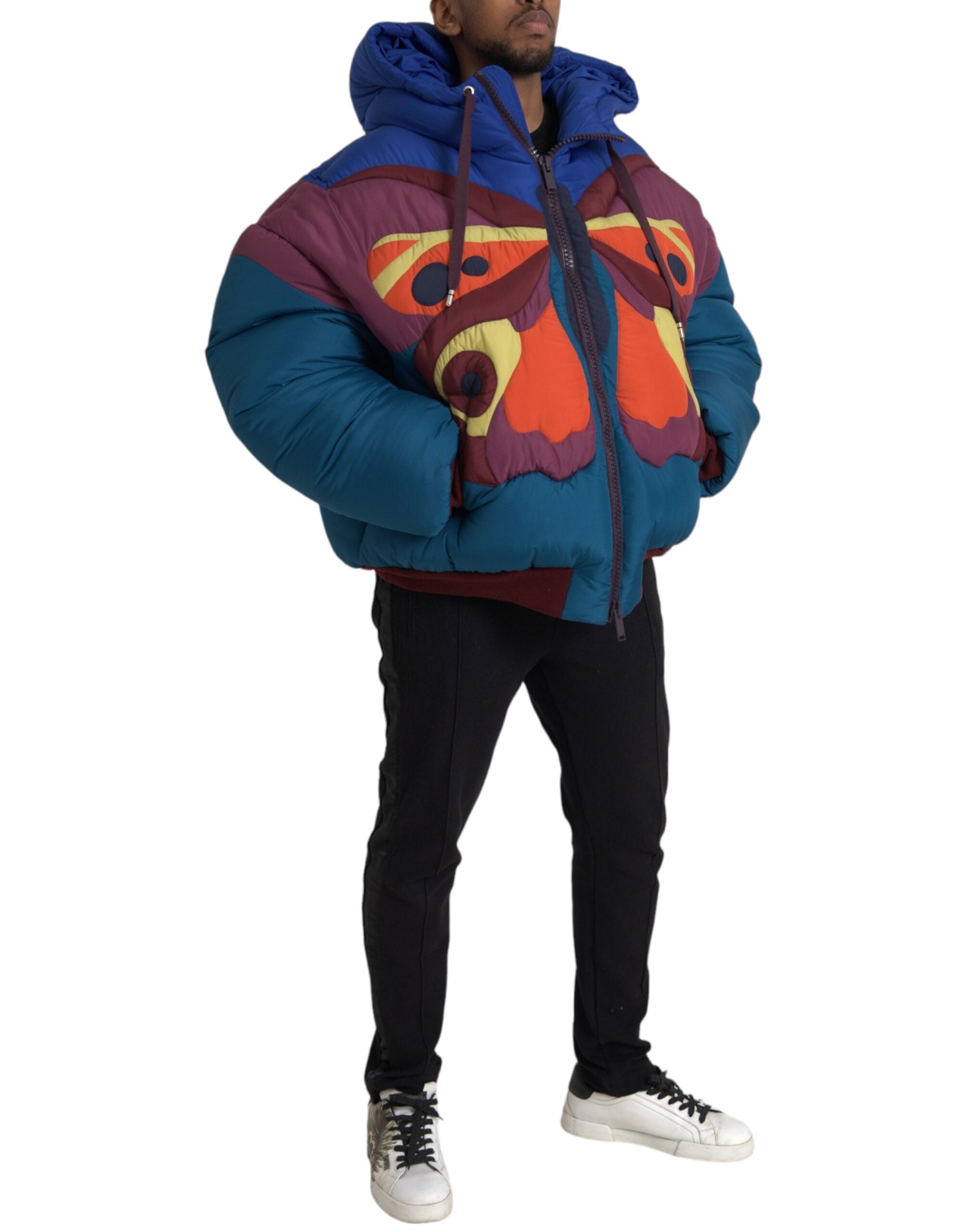 Dolce & Gabbana Multicolor Schmetterling Kapuzen-Pufferjacke