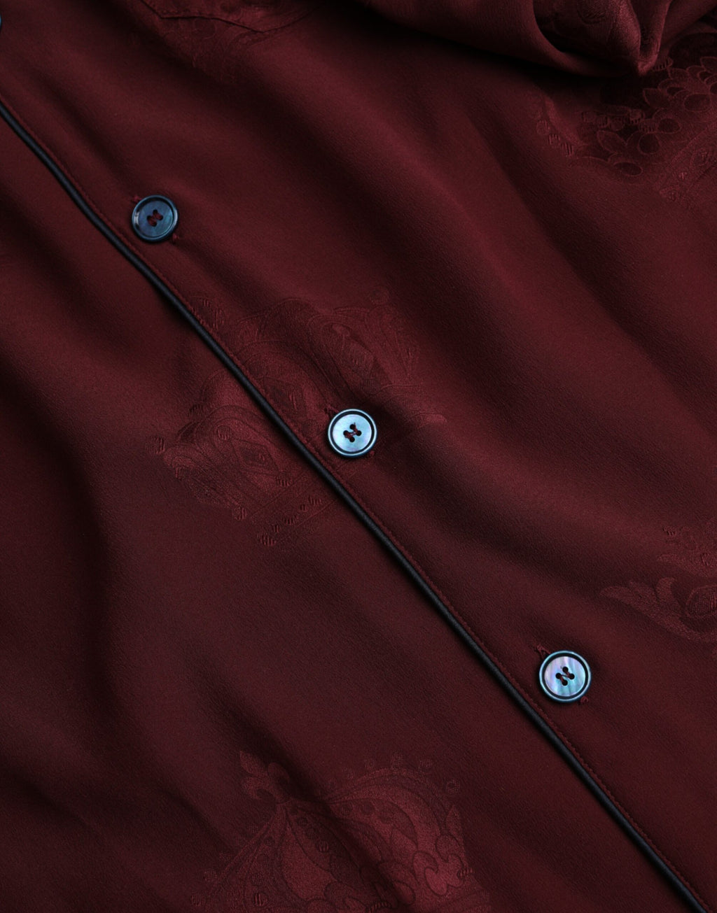 Dolce & Gabbana Kastanienbraunes Jacquard-Hemd mit langen Ärmeln aus Seide mit Kronenmuster