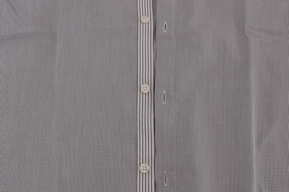 Frankie Morello Weißblau kariertes Freizeithemd aus Baumwolle mit normaler Passform