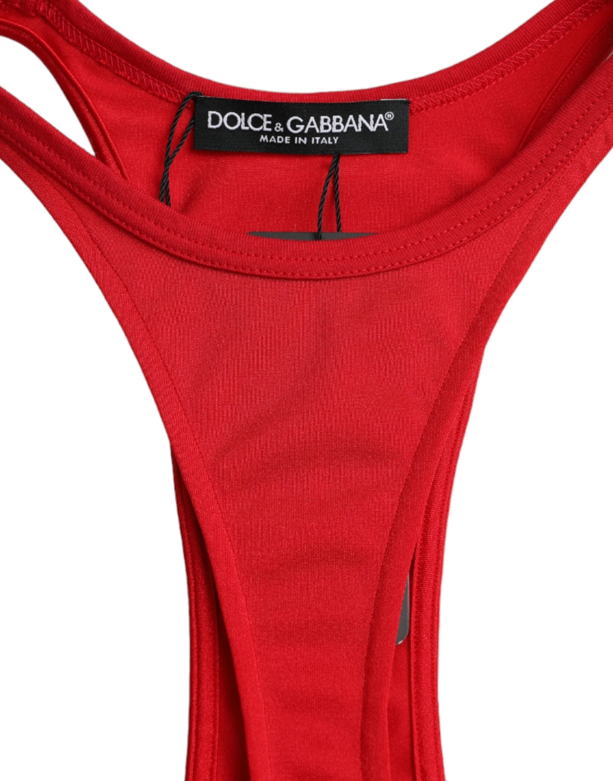 Dolce & Gabbana Rotes Nylon Stretch Bodycon Etuikleid Mini Dress