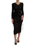 Dolce & Gabbana Schwarzes Transparentes Eng Anliegendes Etuikleid Midi