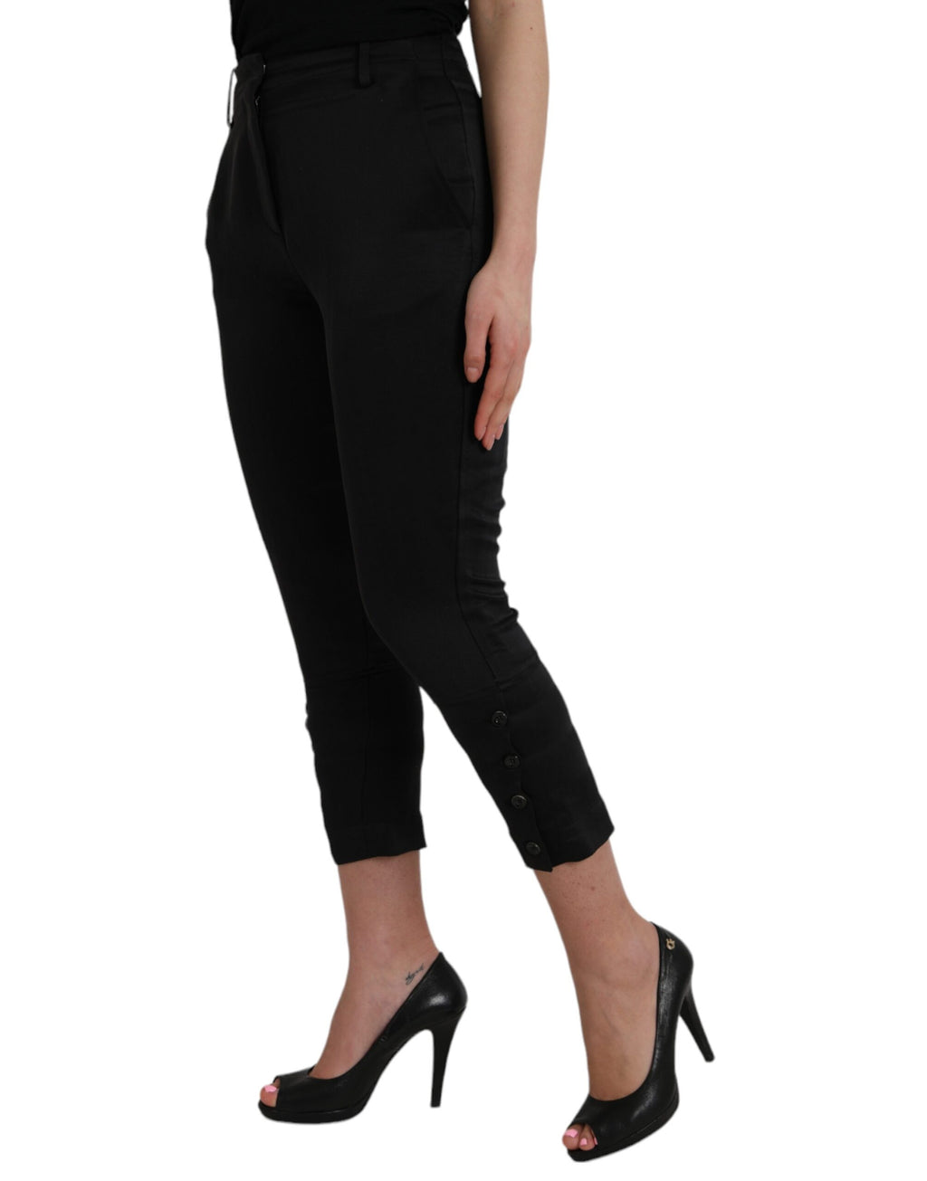 Ermanno Scervino Schwarze Capri-Hose mit hoher Taille und verkürzter Hose