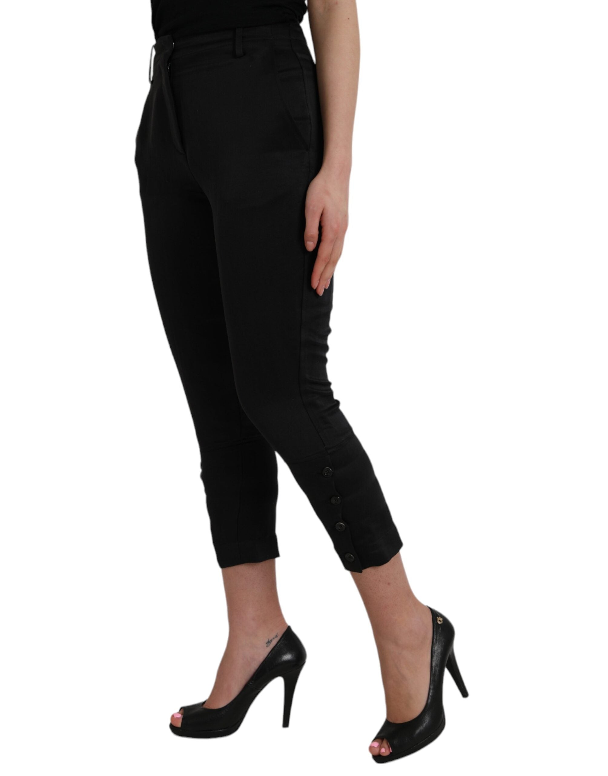 Ermanno Scervino Schwarze Capri-Hose mit hoher Taille und verkürzter Hose