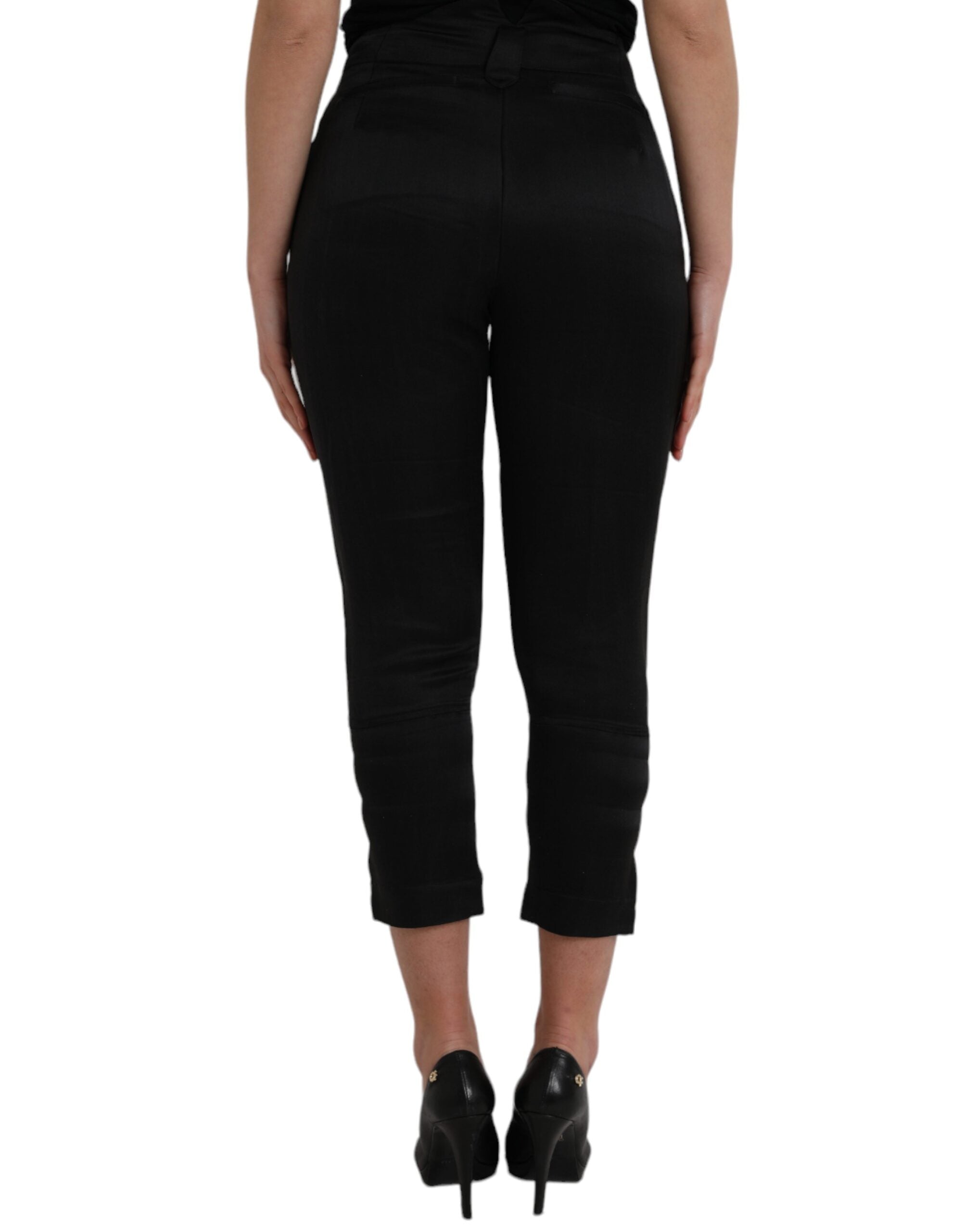 Ermanno Scervino Schwarze Capri-Hose mit hoher Taille und verkürzter Hose