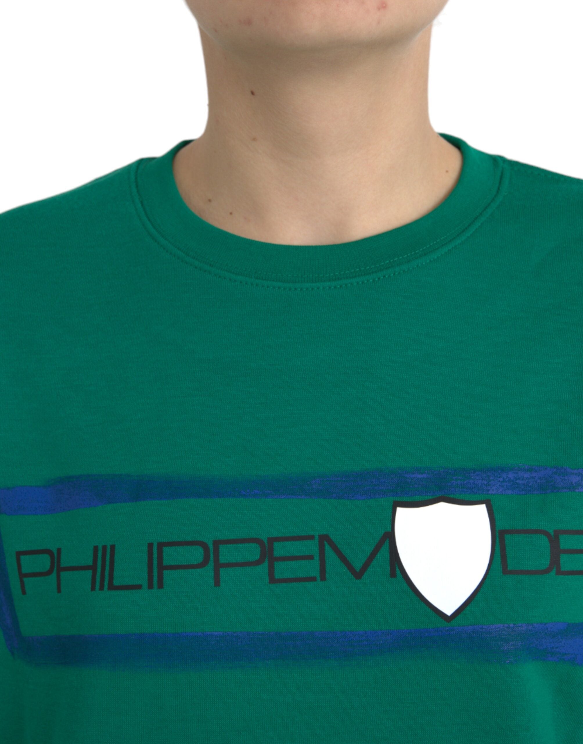 Philippe Model Grüner Baumwoll-Logo-Pullover mit langen Ärmeln