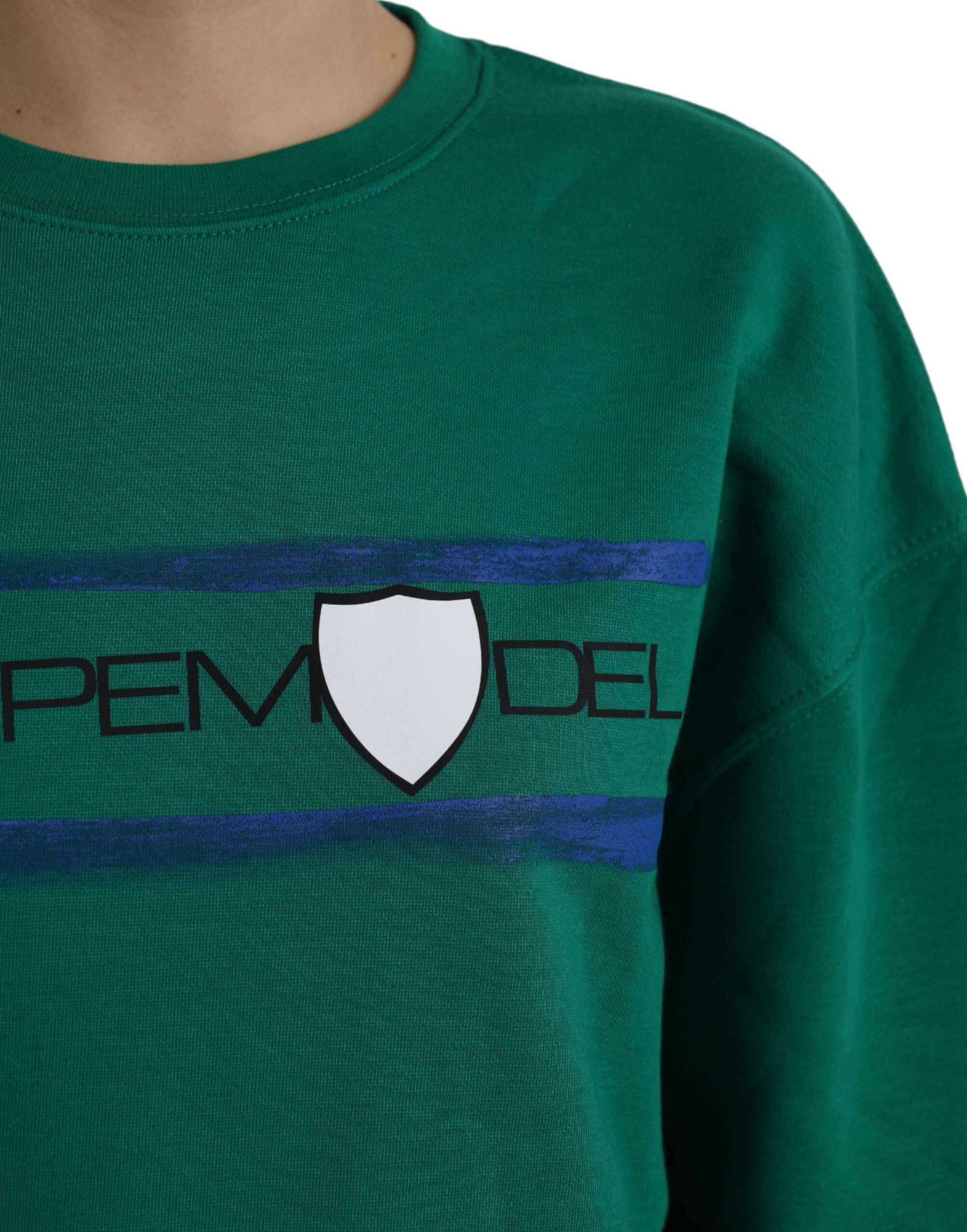 Philippe Model Grüner Baumwoll-Logo-Pullover mit langen Ärmeln