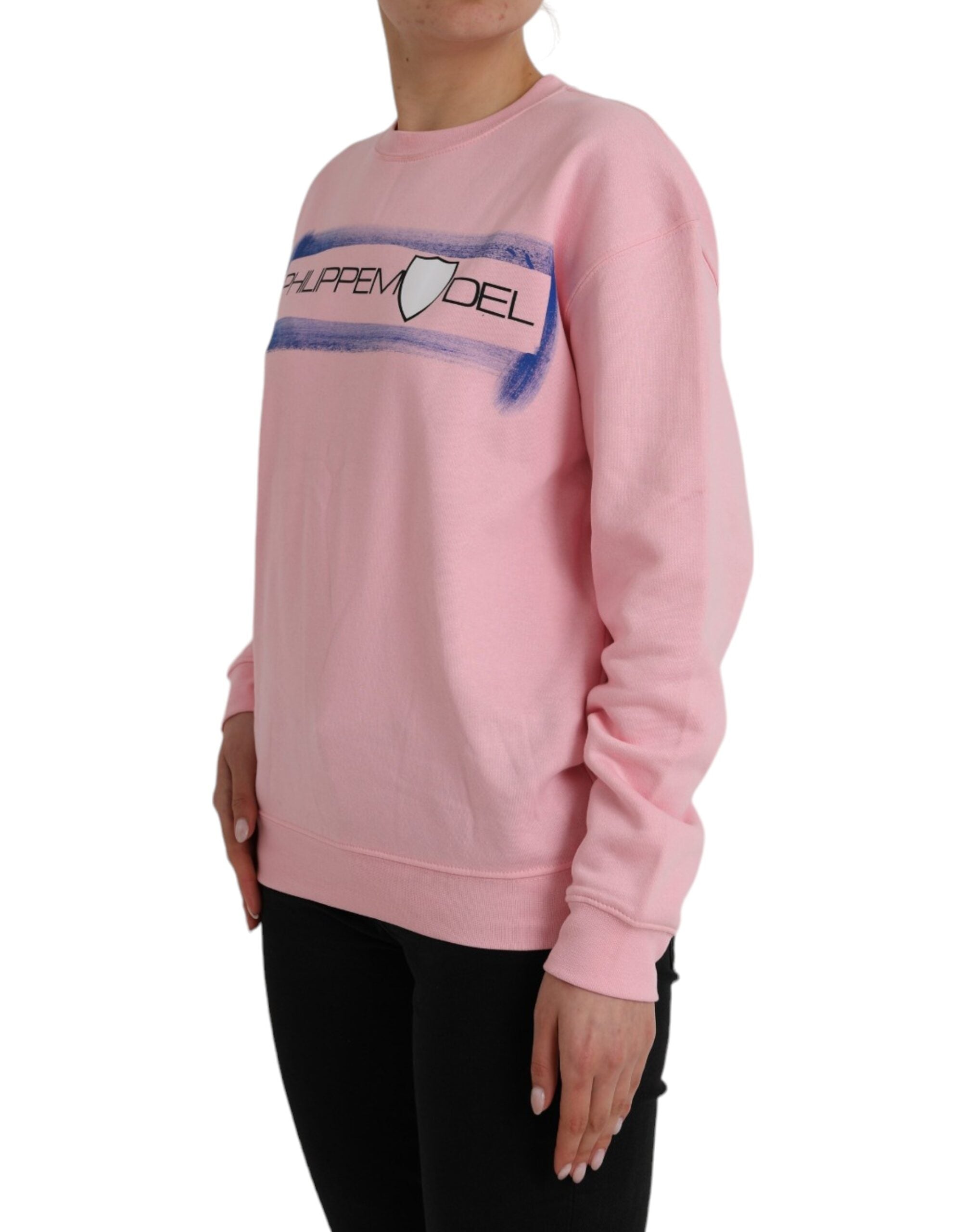 Philippe Model Rosa Baumwoll-Logo-Druck Pullover mit langen Ärmeln