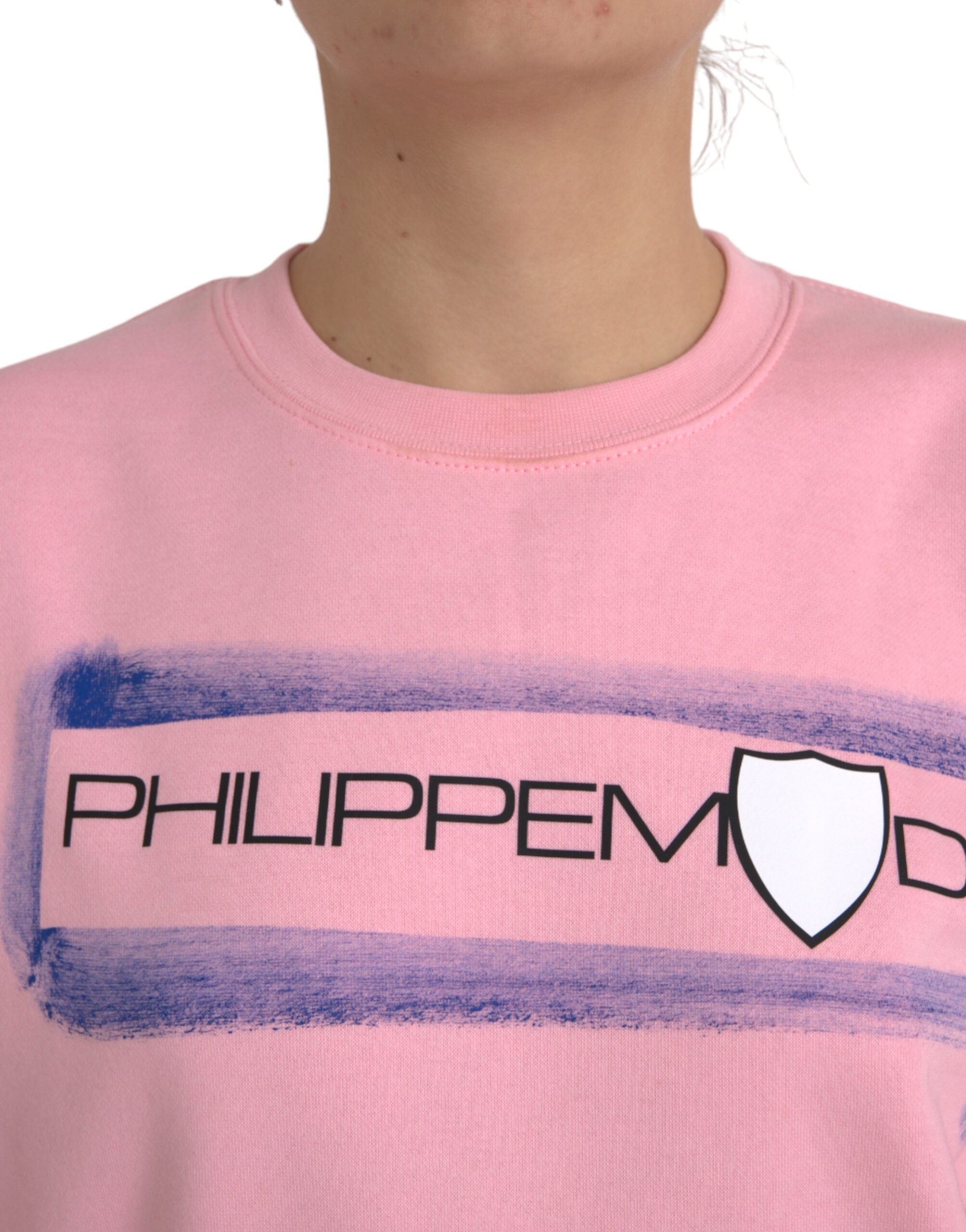 Philippe Model Rosa Baumwoll-Logo-Druck Pullover mit langen Ärmeln