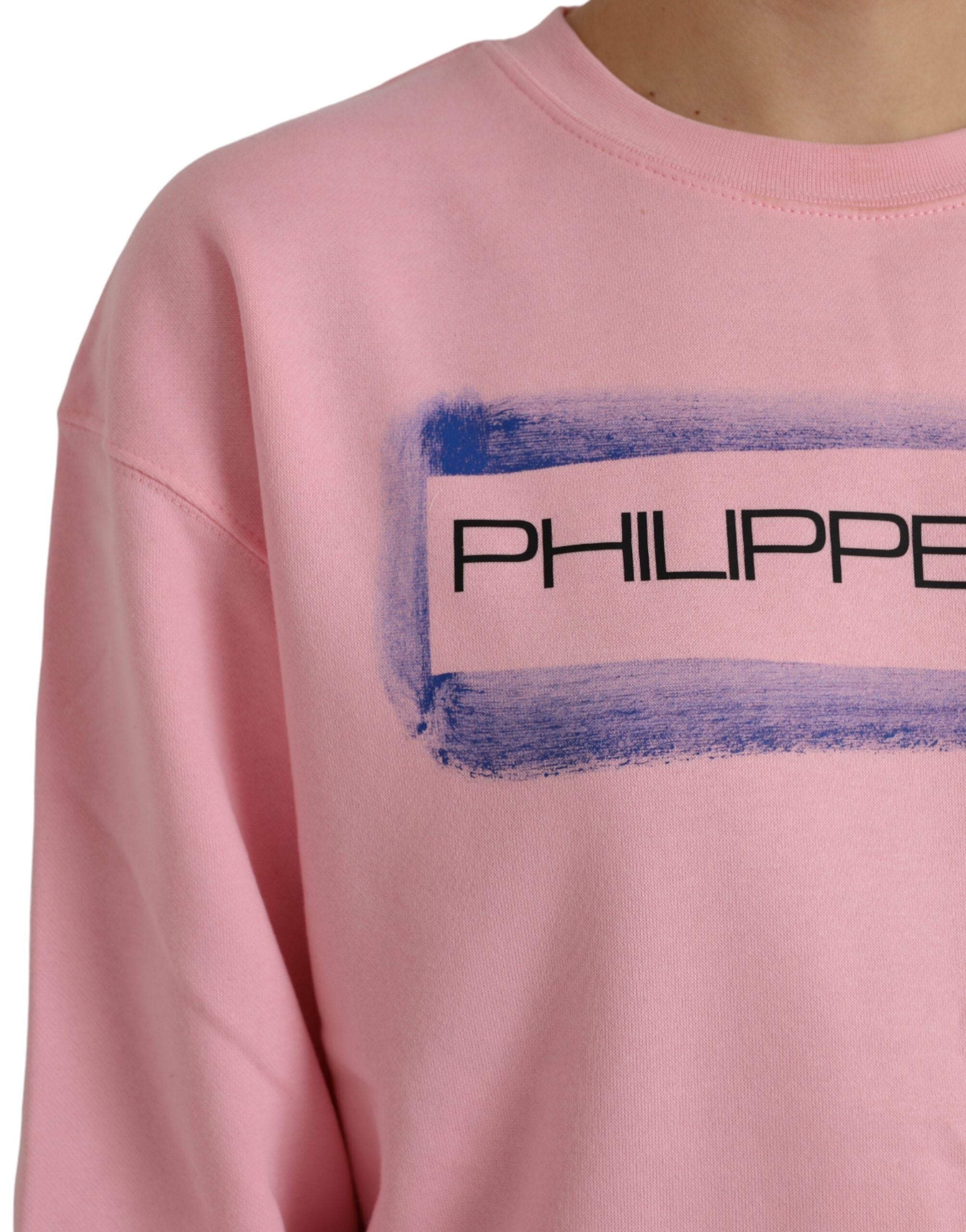 Philippe Model Rosa Baumwoll-Logo-Druck Pullover mit langen Ärmeln