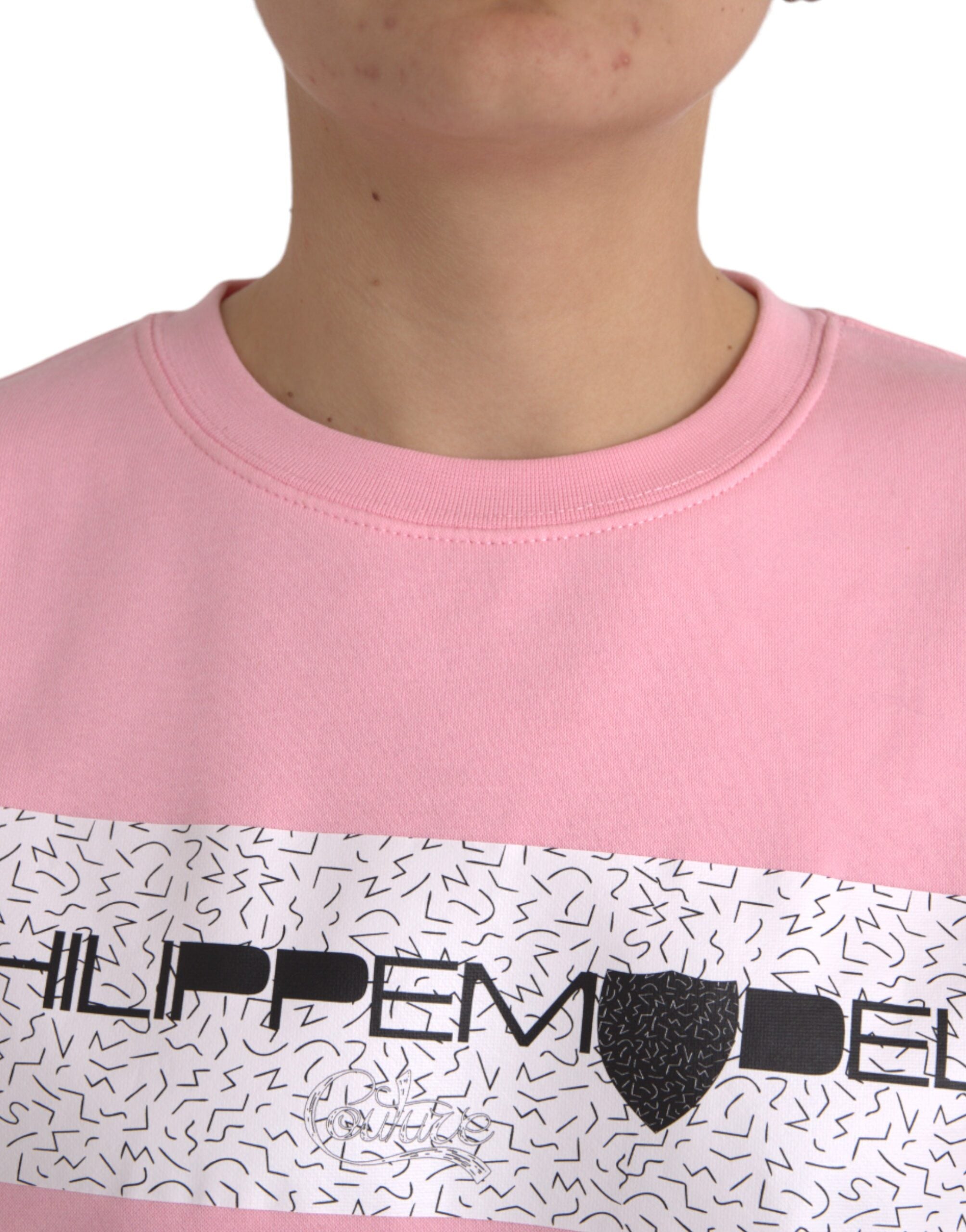 Philippe Model Rosa Baumwoll-Logo-Druck Pullover mit langen Ärmeln