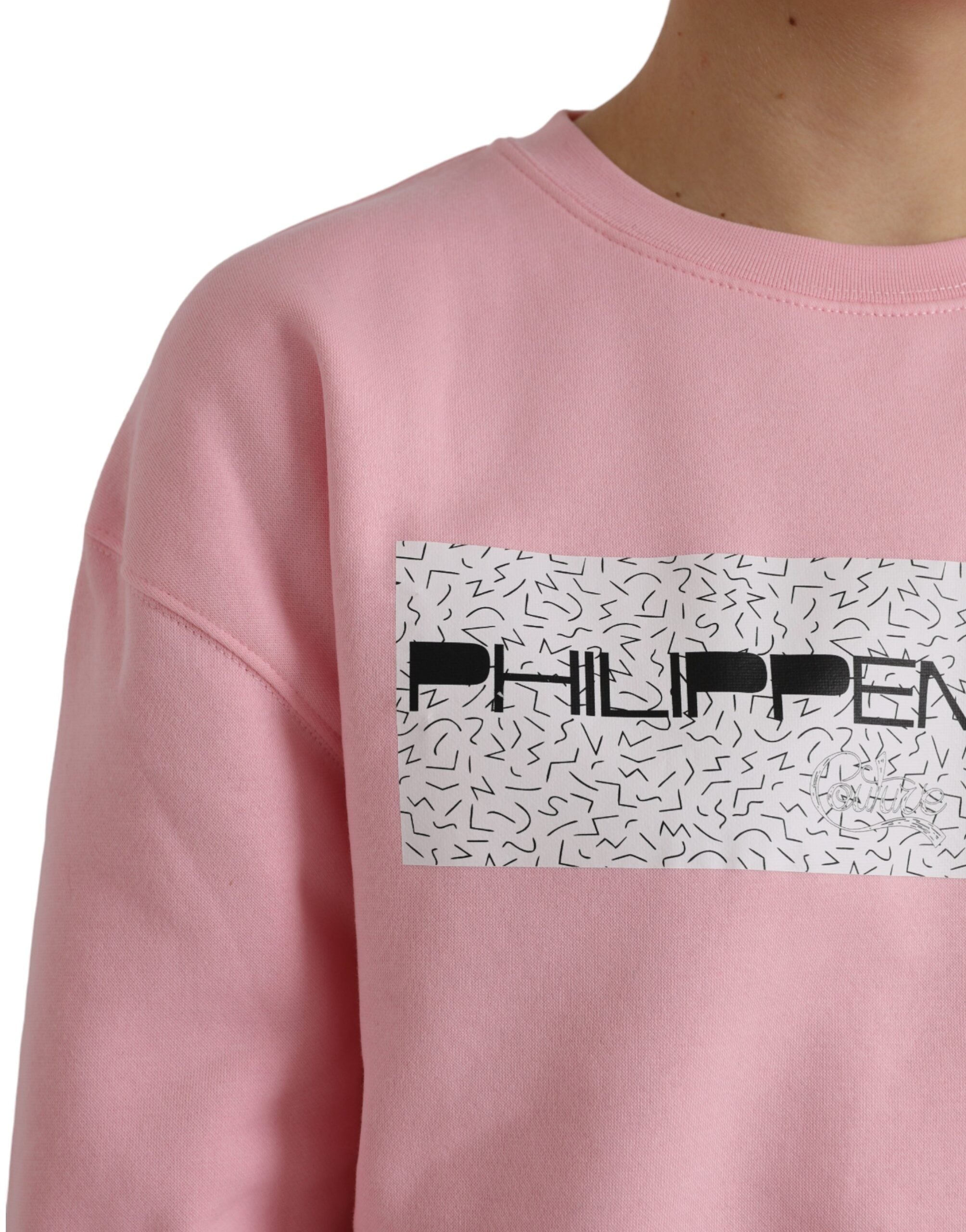 Philippe Model Rosa Baumwoll-Logo-Druck Pullover mit langen Ärmeln