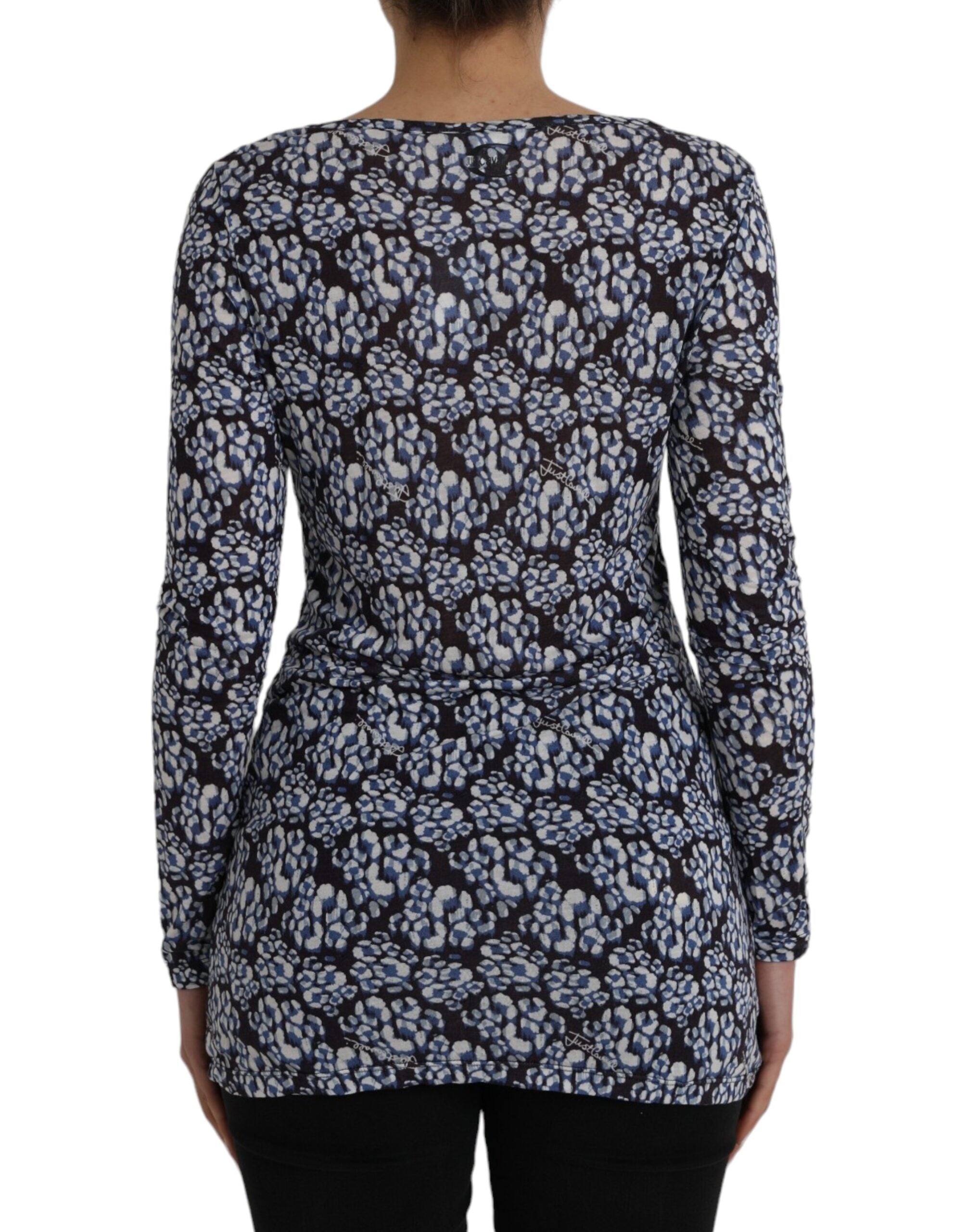 Just Cavalli Blaue florale Spitze mit langen Ärmeln Top Unterwäsche Bluse