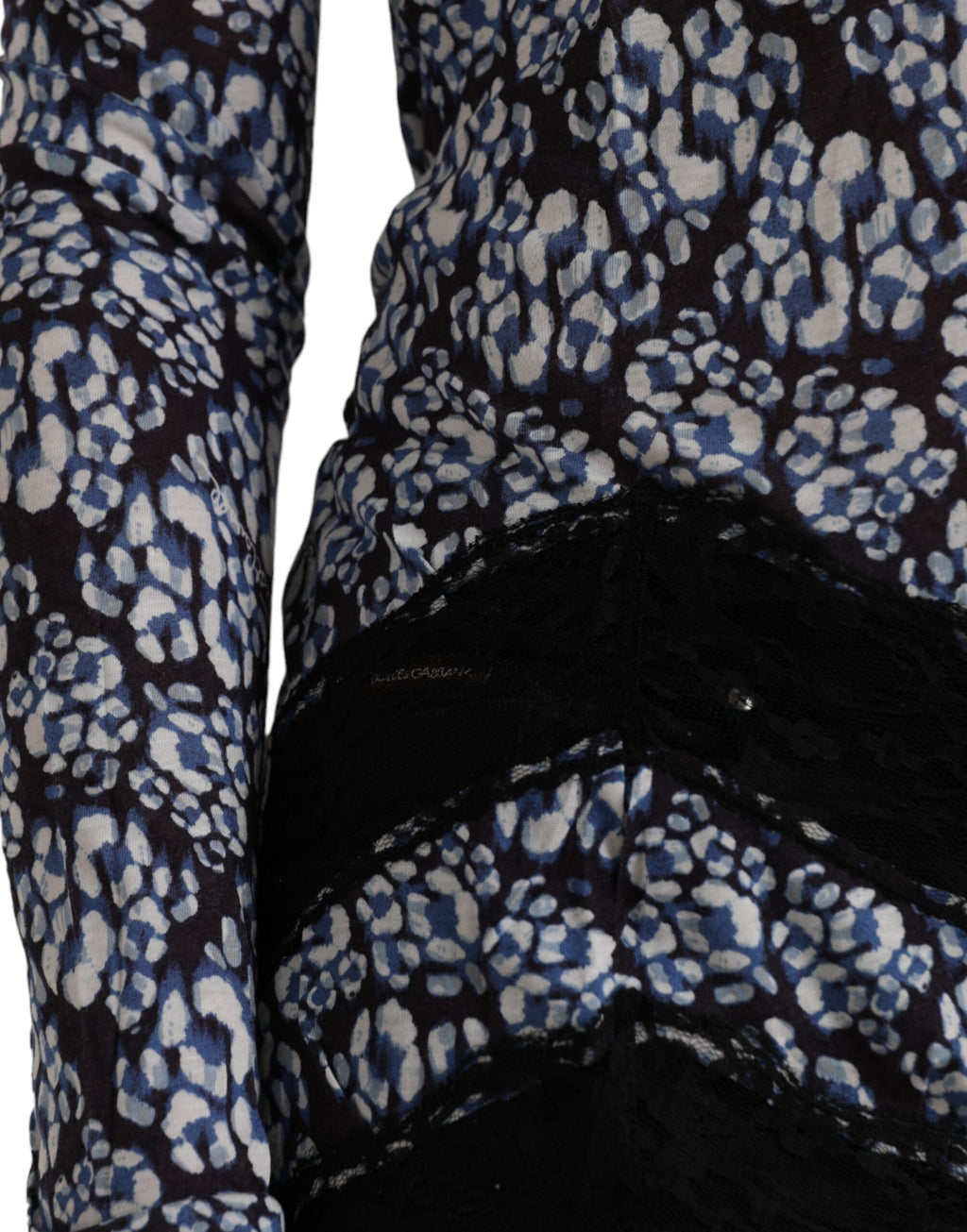 Just Cavalli Blaue florale Spitze mit langen Ärmeln Top Unterwäsche Bluse