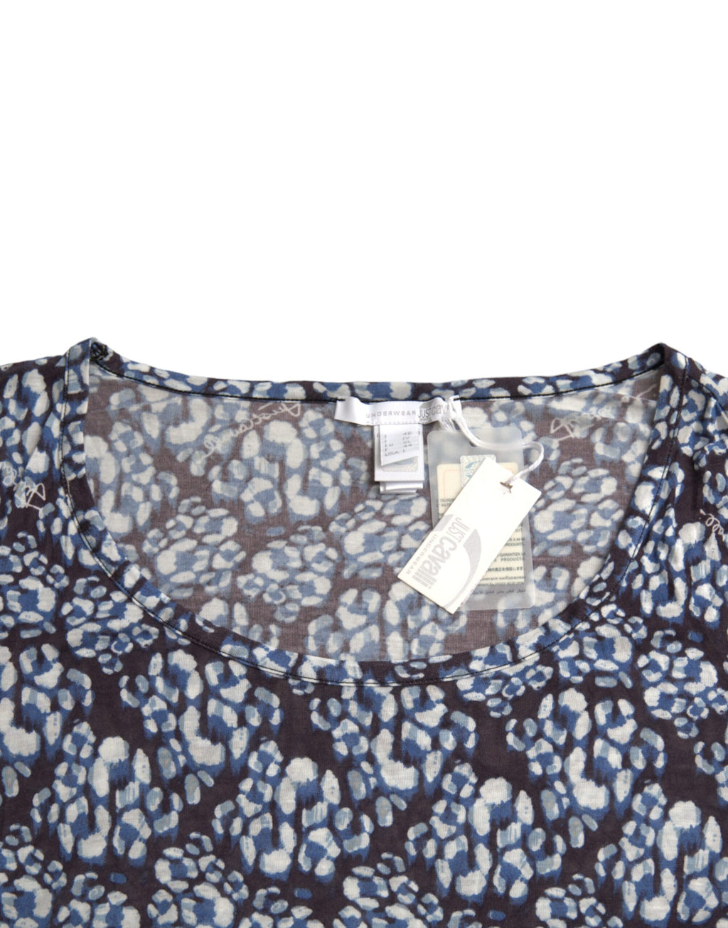 Just Cavalli Blaue florale Spitze mit langen Ärmeln Top Unterwäsche Bluse