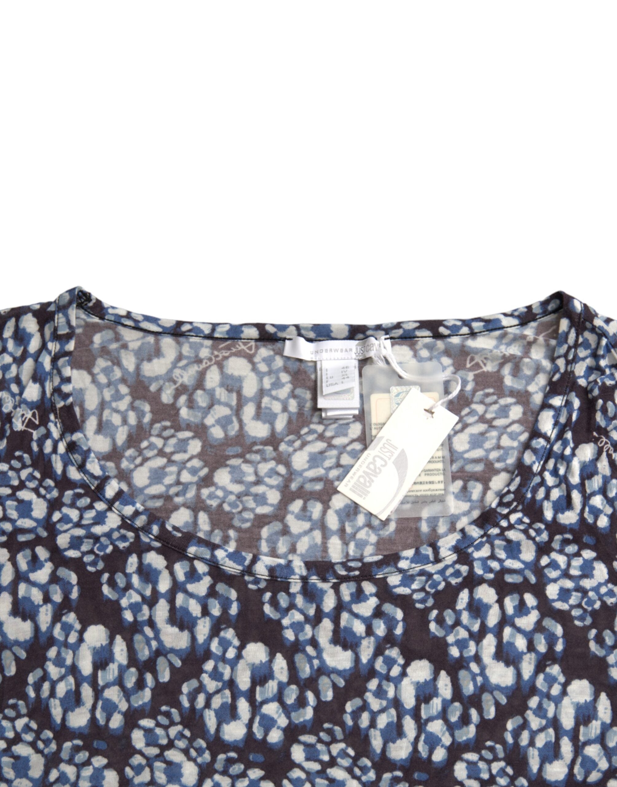 Just Cavalli Blaue florale Spitze mit langen Ärmeln Top Unterwäsche Bluse