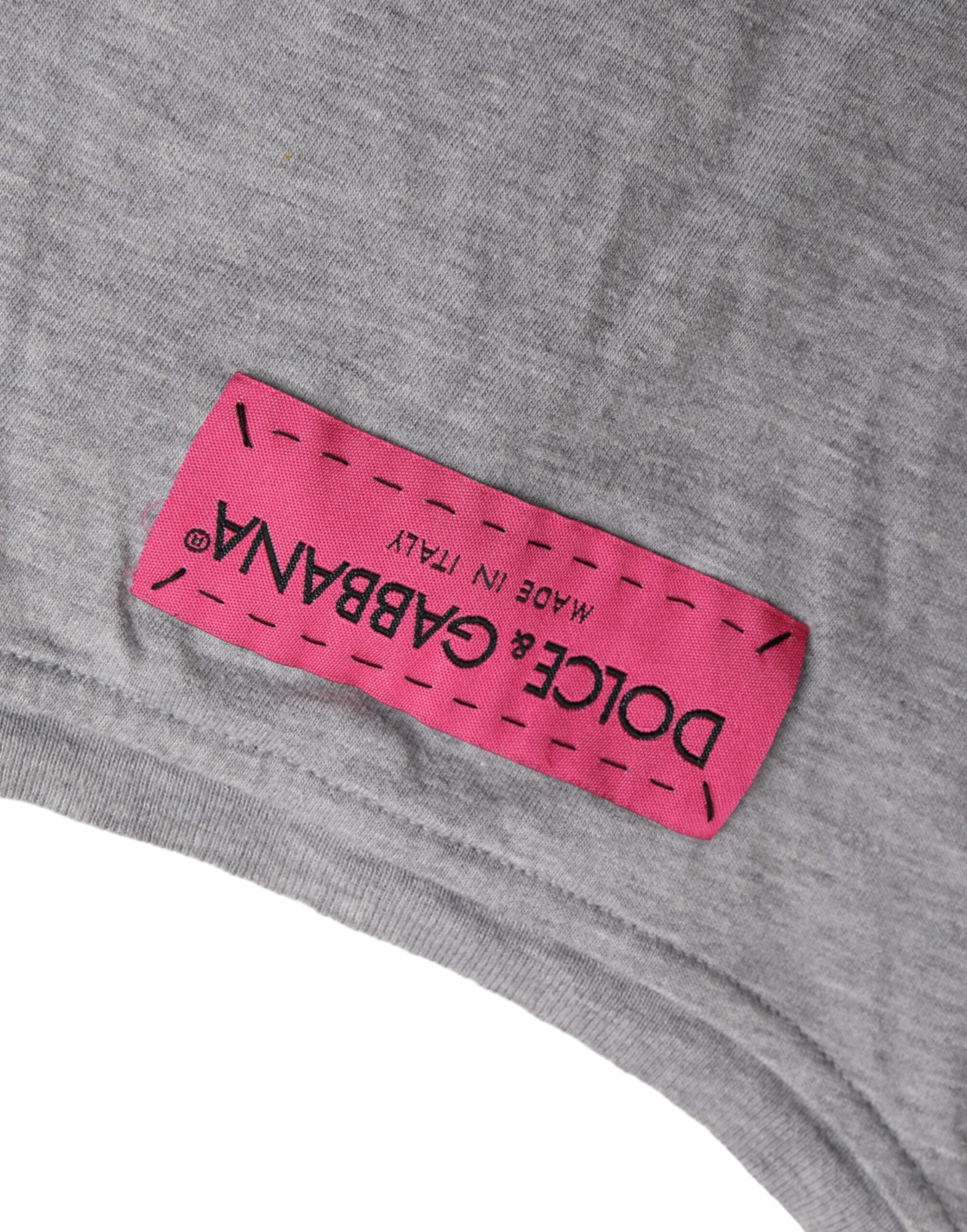 Dolce & Gabbana Graues Baumwoll-T-Shirt L'Amore E'Bellezza Top