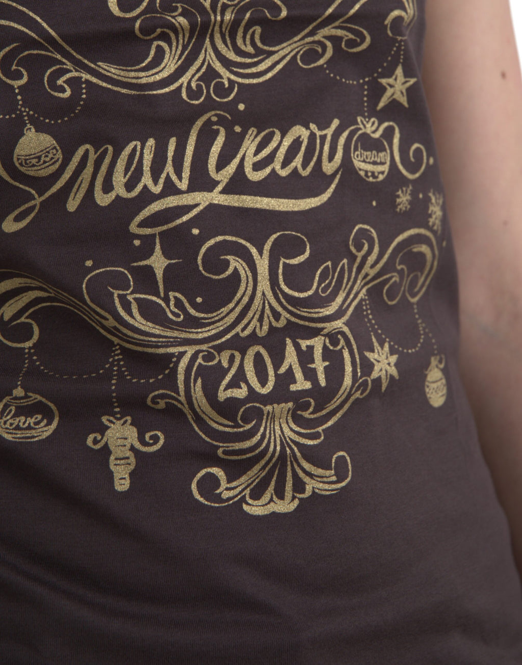 Dolce & Gabbana Braunes T-Shirt mit Rundhalsausschnitt und Motivdruck 2017