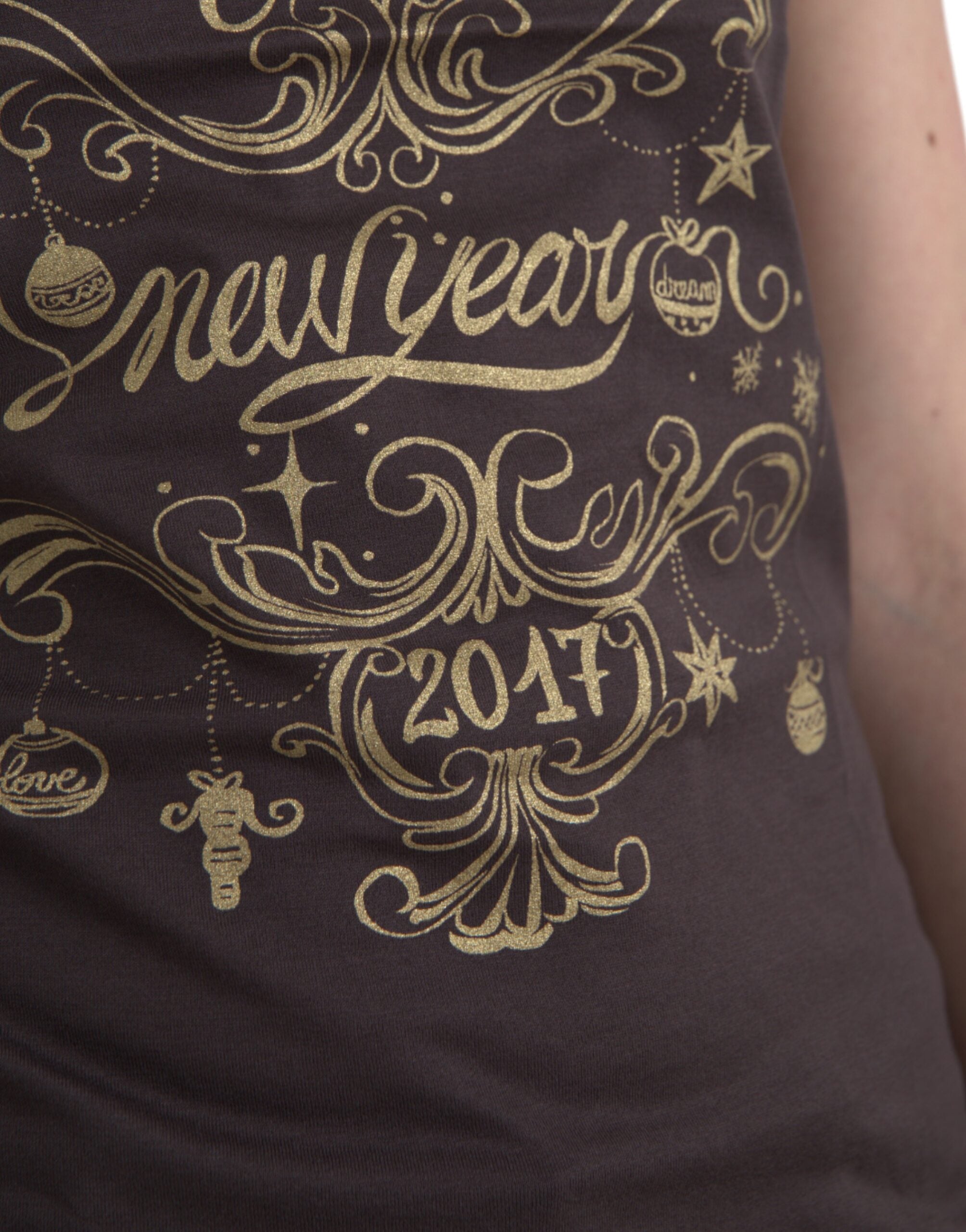 Dolce & Gabbana Braunes T-Shirt mit Rundhalsausschnitt und Motivdruck 2017