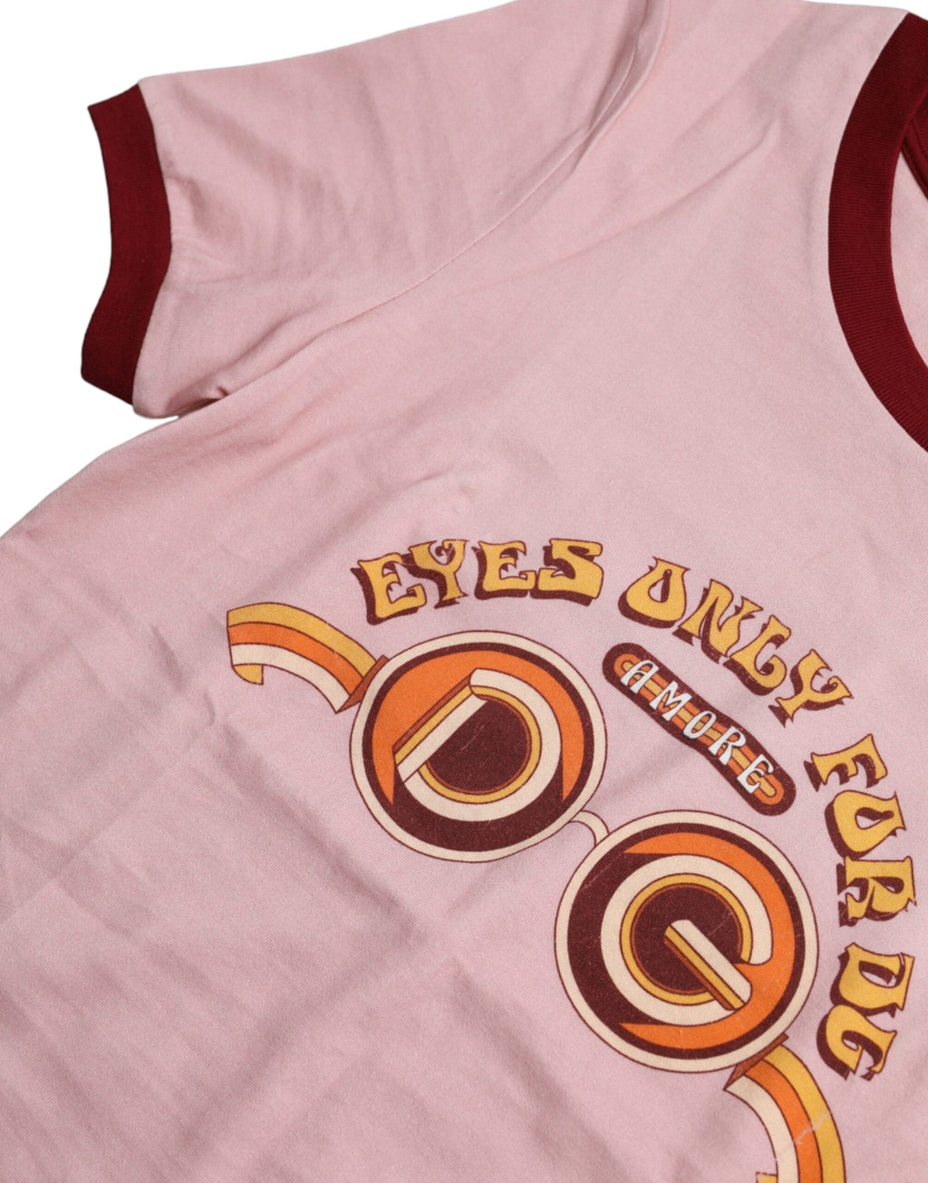 Dolce & Gabbana Rosa Baumwoll-T-Shirt mit kurzen Ärmeln und Rundhalsausschnitt