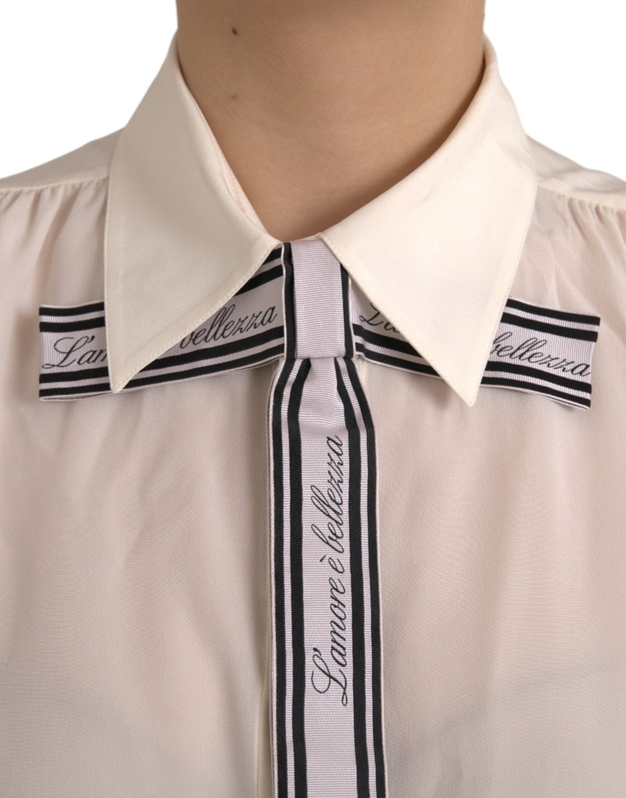 Dolce & Gabbana Weißes langärmeliges Blusentop mit Knopfleiste