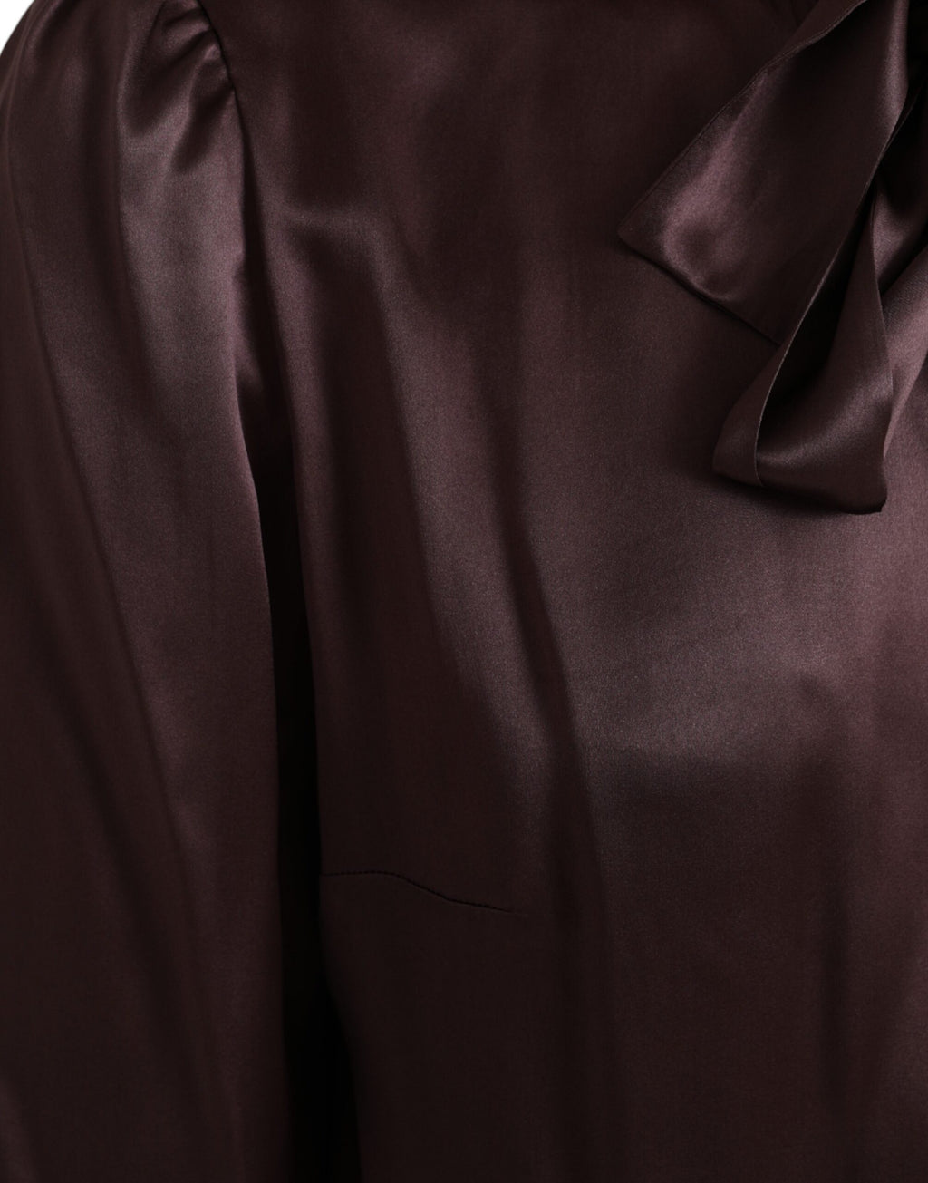 Dolce & Gabbana Braunes Ascot-Kragen Langarm-Top Bluse