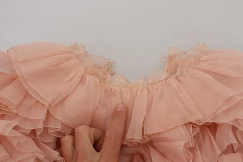 Dolce & Gabbana Rosa Rüschen Pullover mit langen Ärmeln