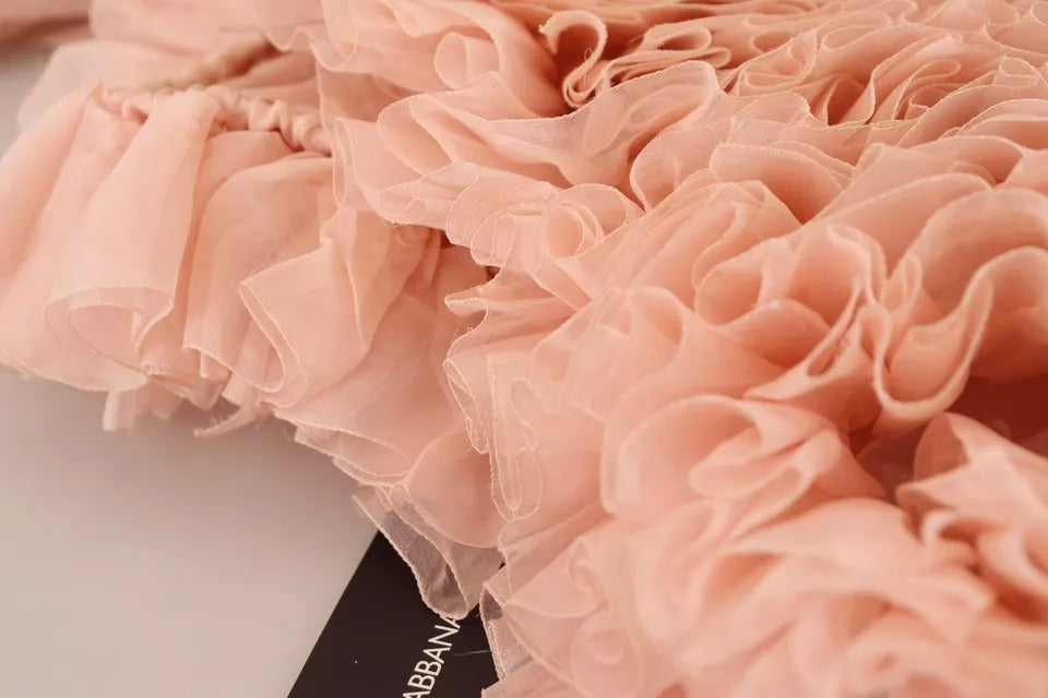 Dolce & Gabbana Rosa Rüschen Pullover mit langen Ärmeln