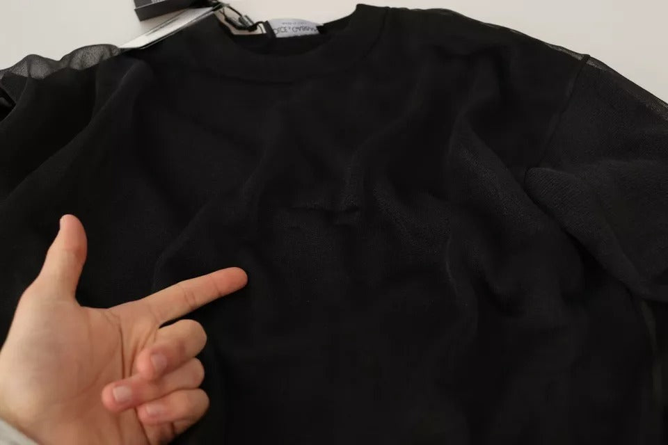 Dolce & Gabbana Schwarzer Logo-Crewneck-Langarmpullover